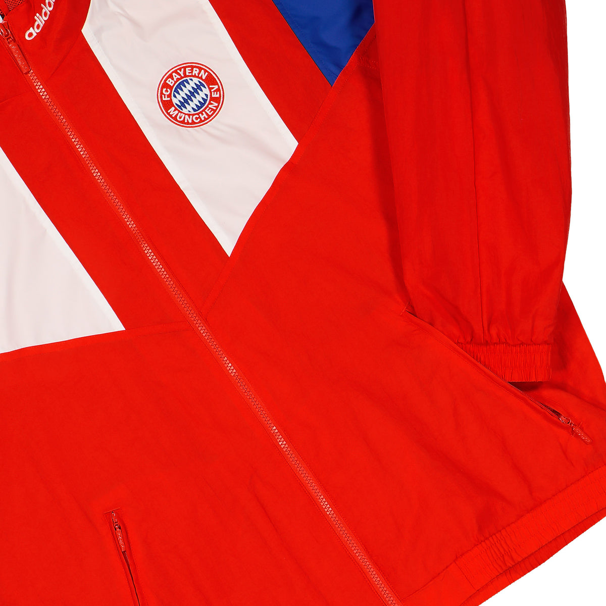 adidas FC Bayern München Equipment Track Top Red / White / Semi Lucid Blue Track Jacket KG2289 Detail View 1 | Overkill