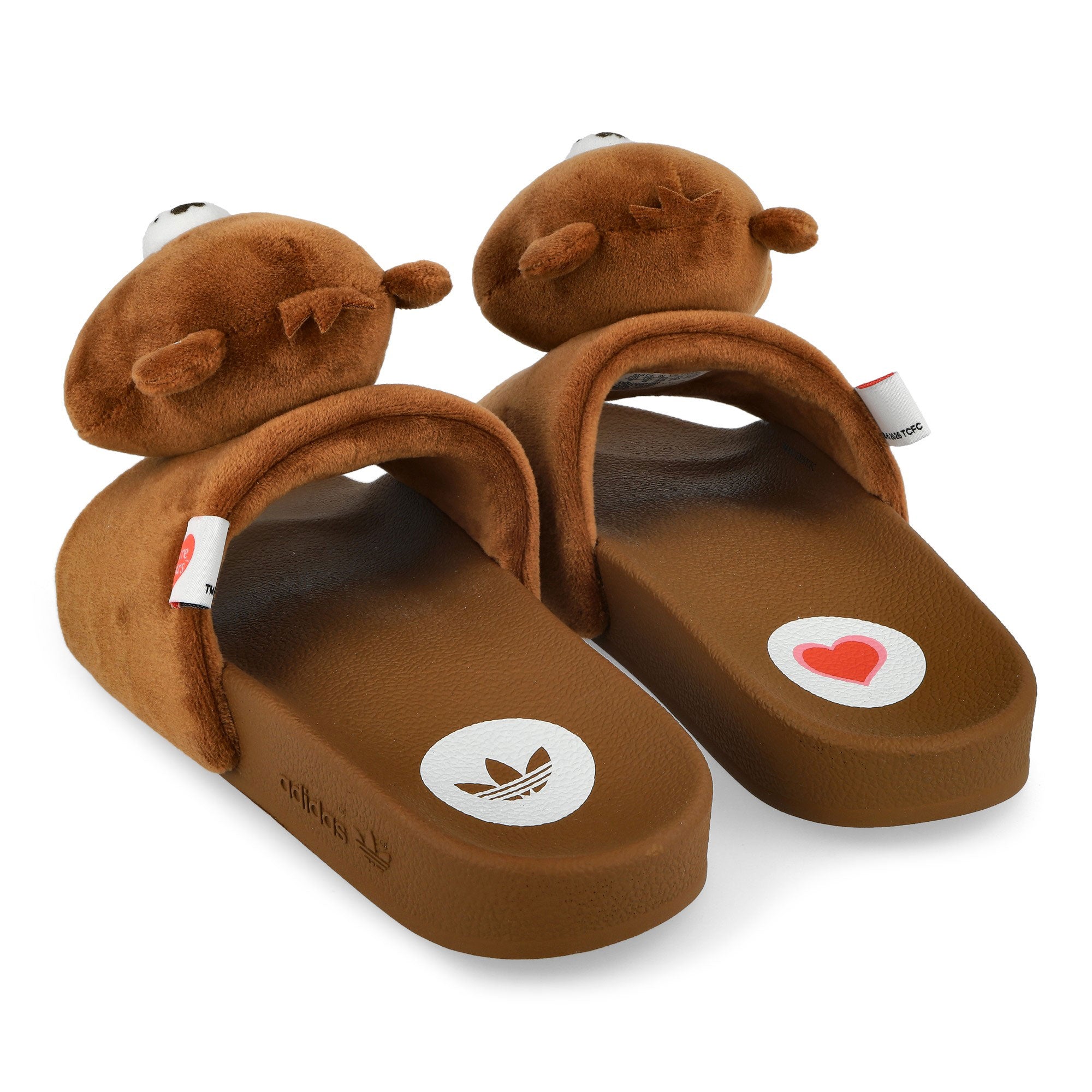 Care Bears x adidas Adilette W Dusky Brown / Footwear White / Preloved Brown Slides KH9953 Detail View 2 | Overkill