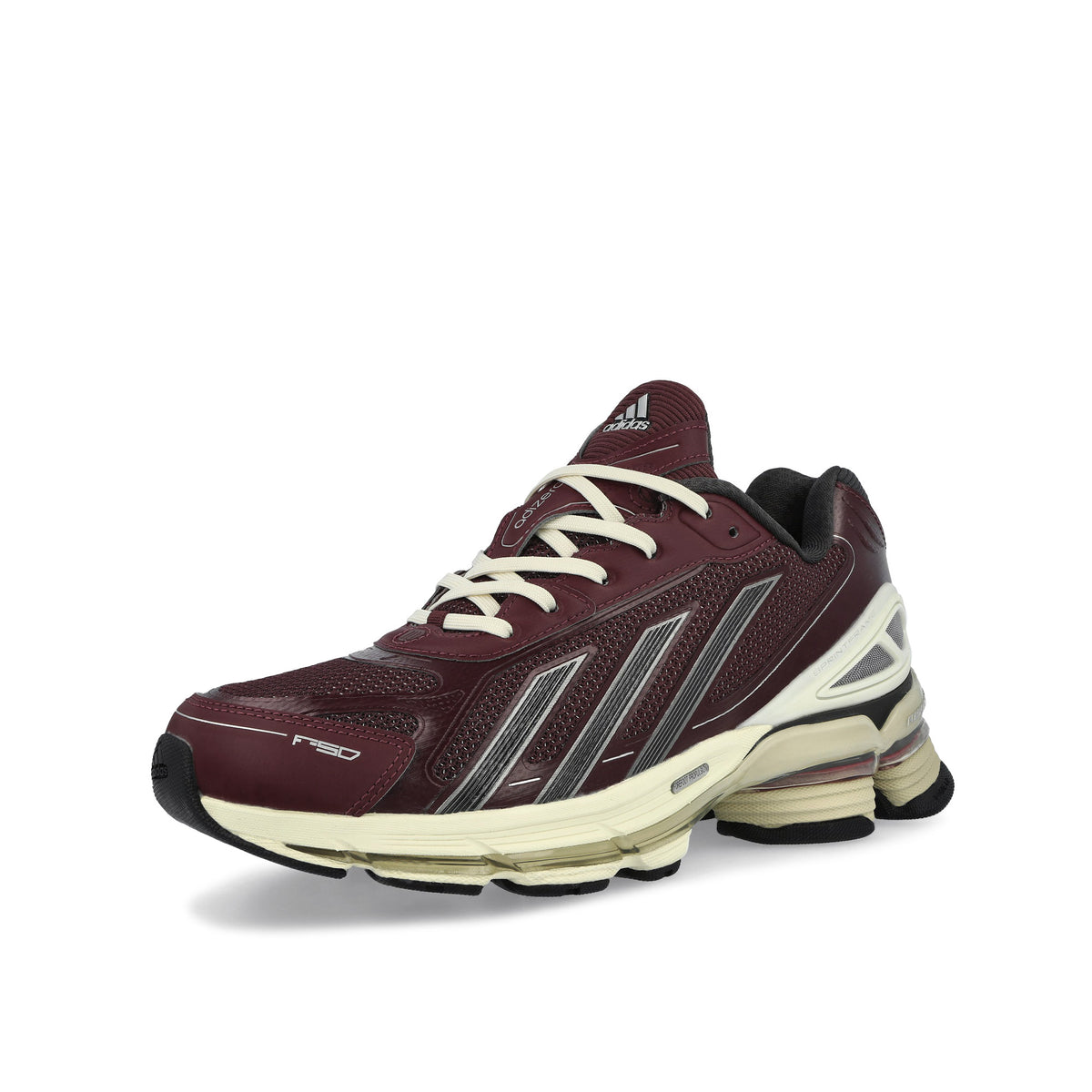 adidas Formotion F50 Maroon / Iron Metallic / Cream White Low Top Sneakers KI8167 Close-up | Overkill