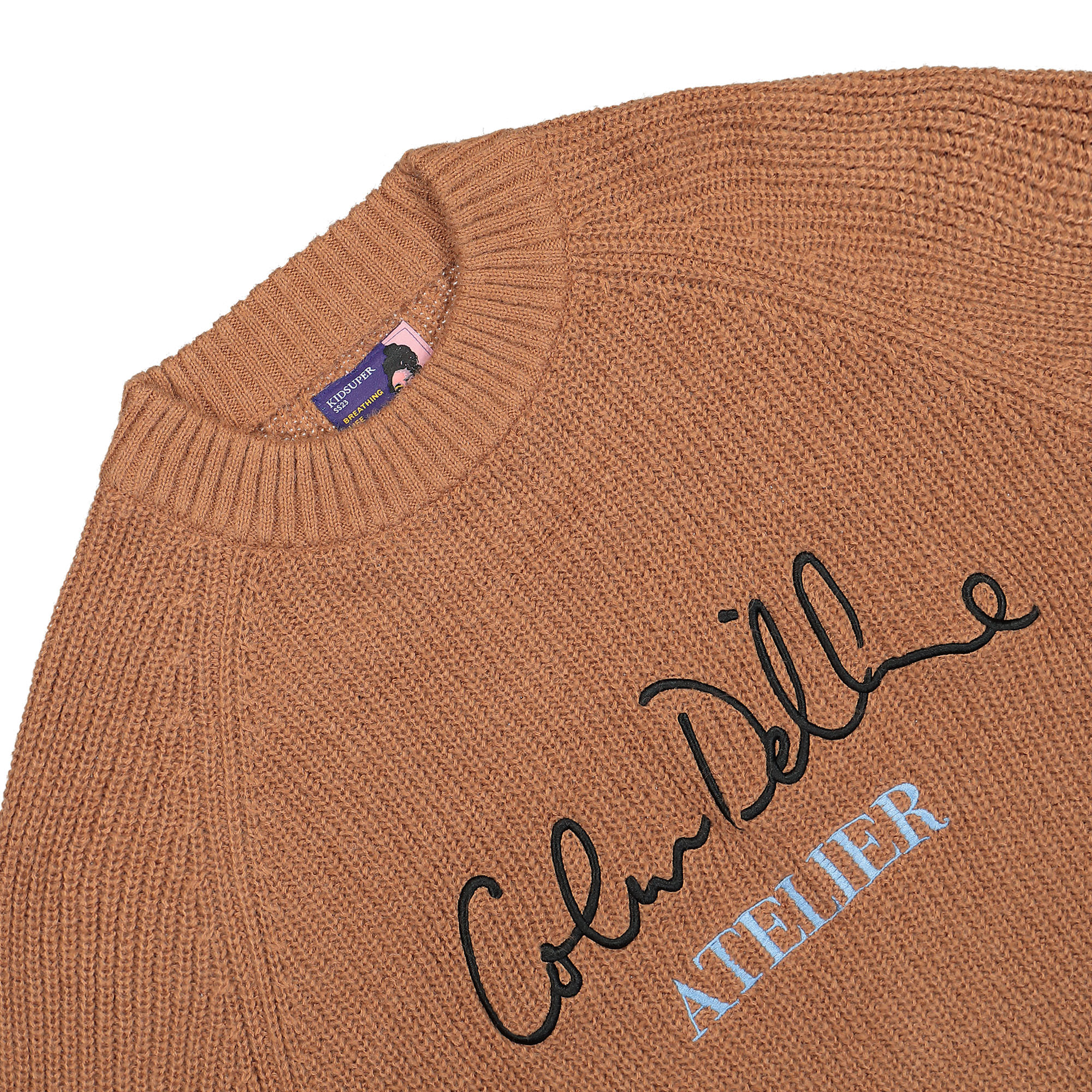 Kidsuper Studios Colm Dillane Signature Sweater Tan Sweatshirts Close-up | Overkill