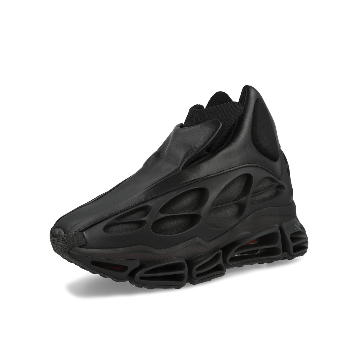 Willy Chavarria x adidas Megaride Wolf Core Black / Core Black / Better Scarlet High Top Sneakers KJ2033 Close-up | Overkill