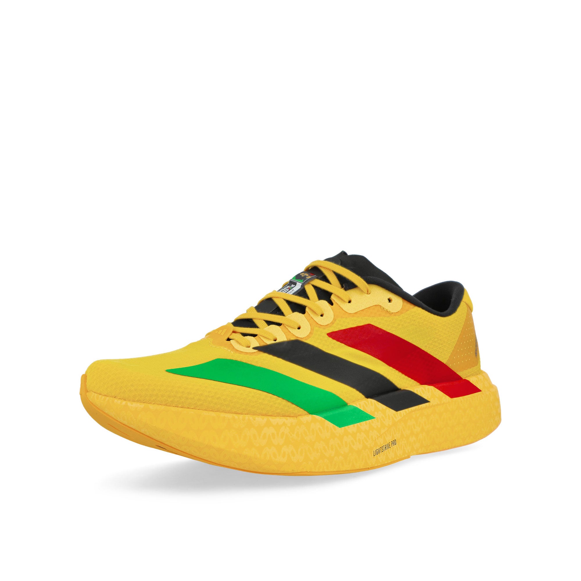 adidas Adizero EVO SL Woven M Bold Gold / Vivid Green / Pure Ruby Low Top Sneakers KJ3625 Close-up | Overkill