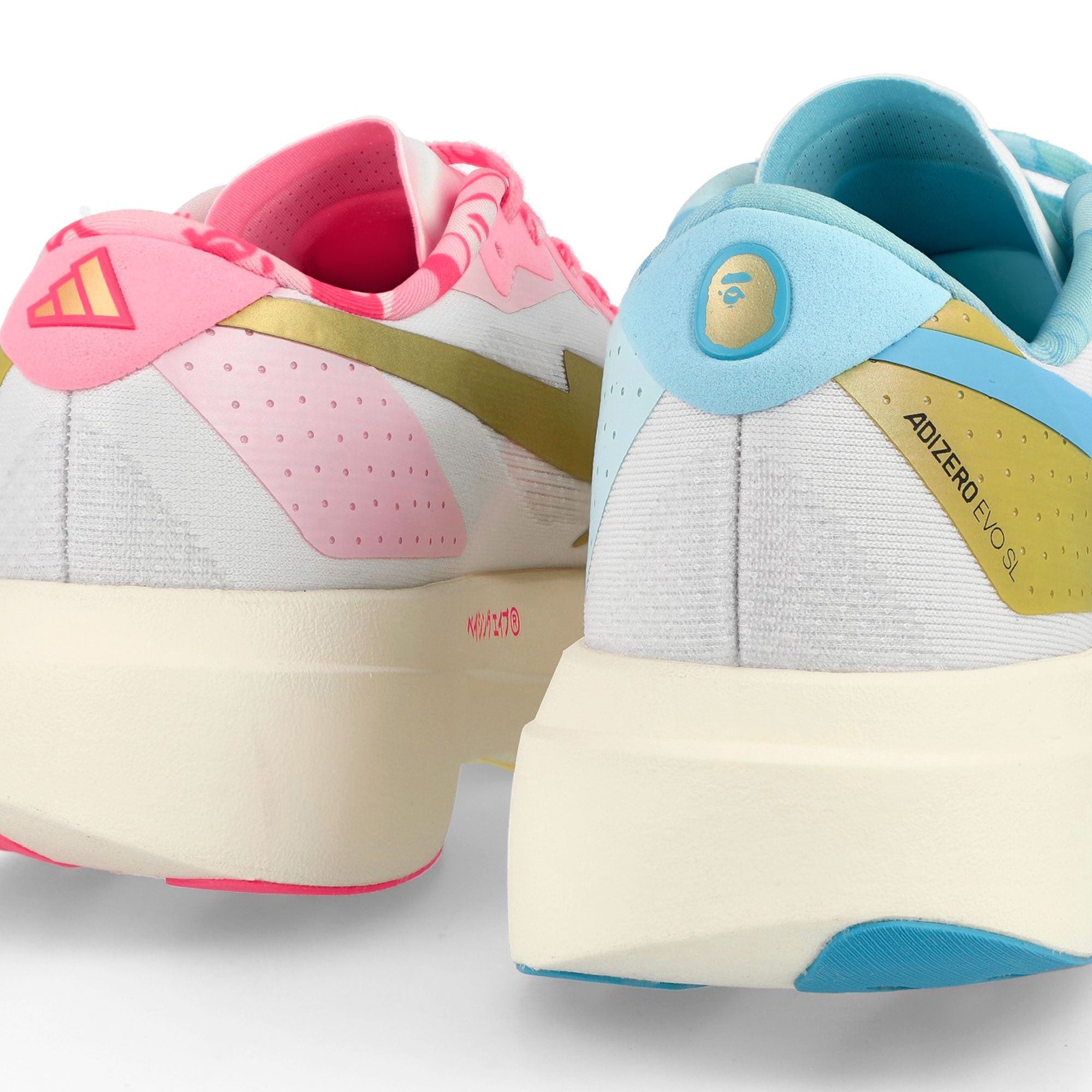 BAPE x adidas Adizero Evo SL Footwear White / Gold Metallic / Off White Low Top Sneaker KJ5751 Detail View 6 | Overkill