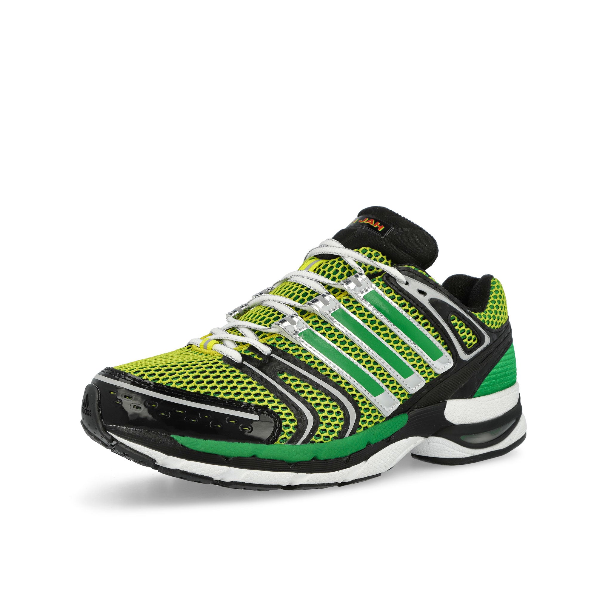Jah Jah x adidas Adistar Control 5 Yellow / Core Black / Silver Metallic Low Top Sneakers KJ8405 Close-up | Overkill