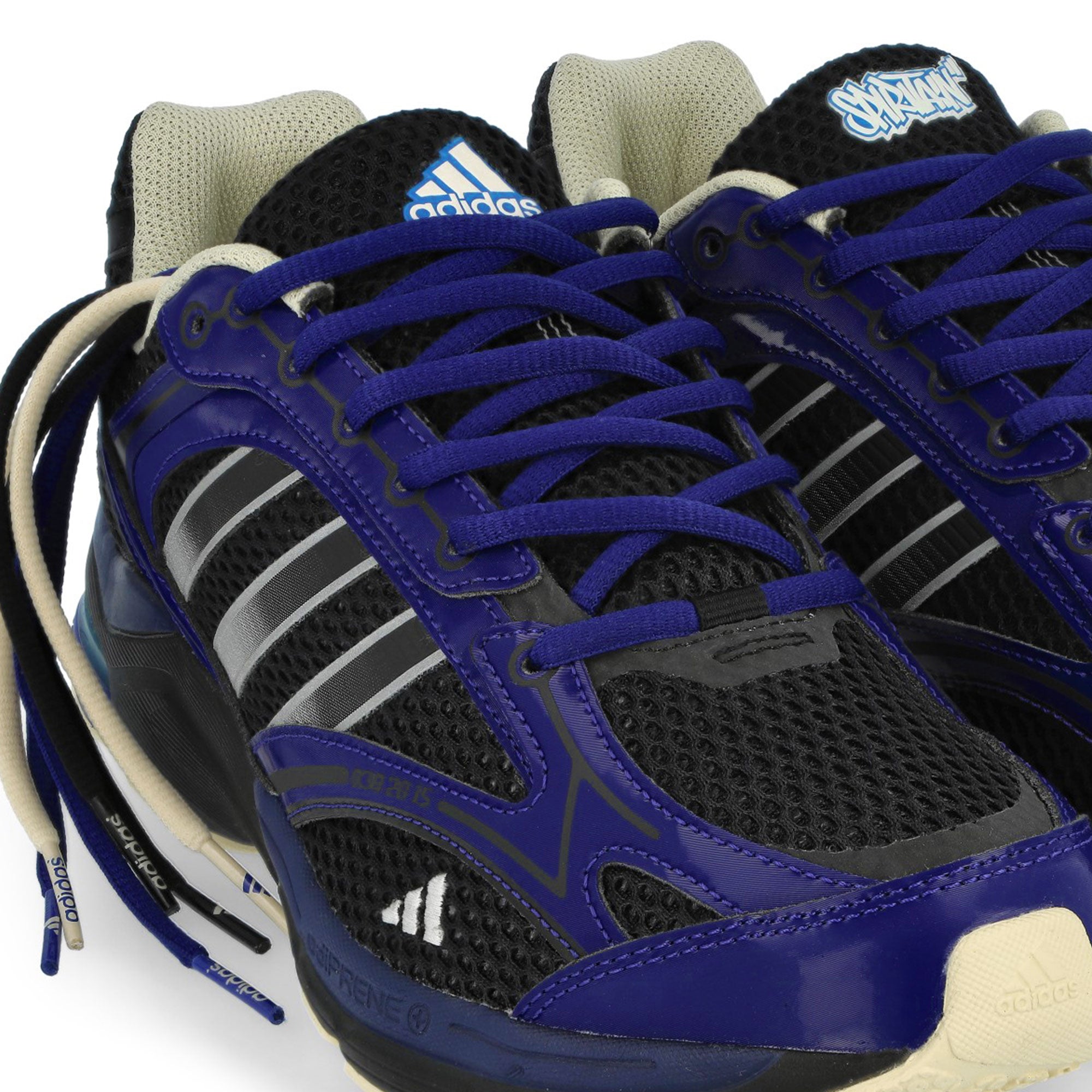 Overkill x adidas Spiritain 2000 Friends & Family Real Purple / Core Black / Signal Cyan Low Top Sneakers KJ9617 Detailfoto | Overkill