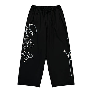 Y-3 Chito Graphic Wide Wool Pants Black Casual Pant KR8712 | Overkill