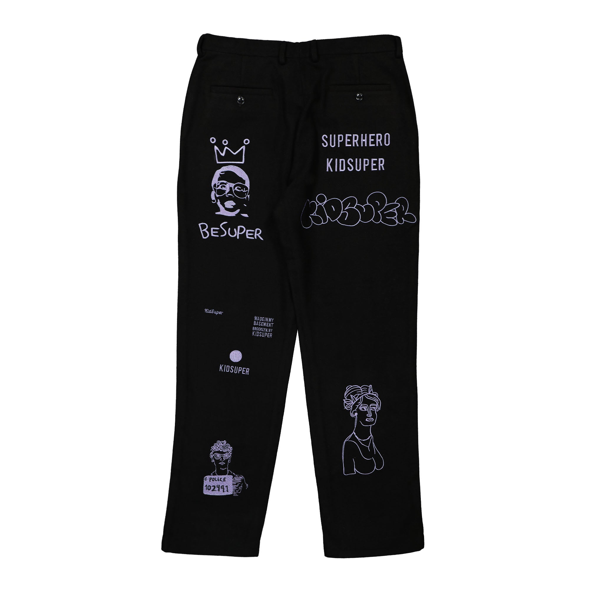 Kidsuper Studios Embroidery Suit Bottom Black Casual Pants Material | Overkill