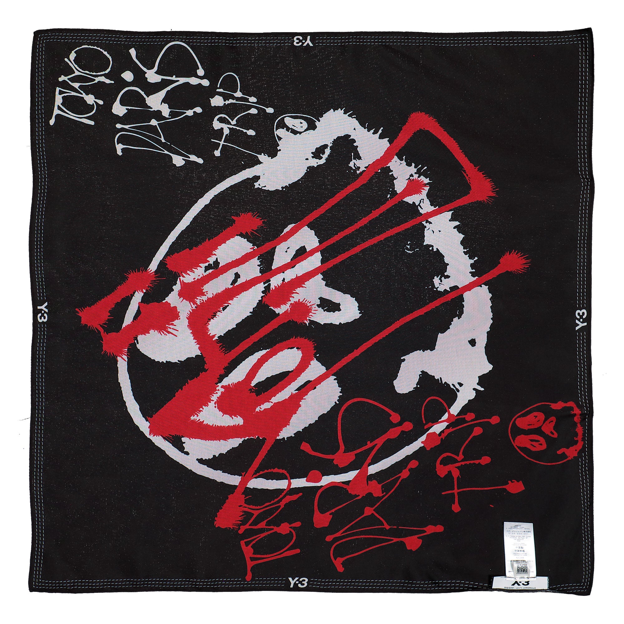 Y-3 Chito Graphic Scarf L Black Scarves KY0005 Close-up | Overkill