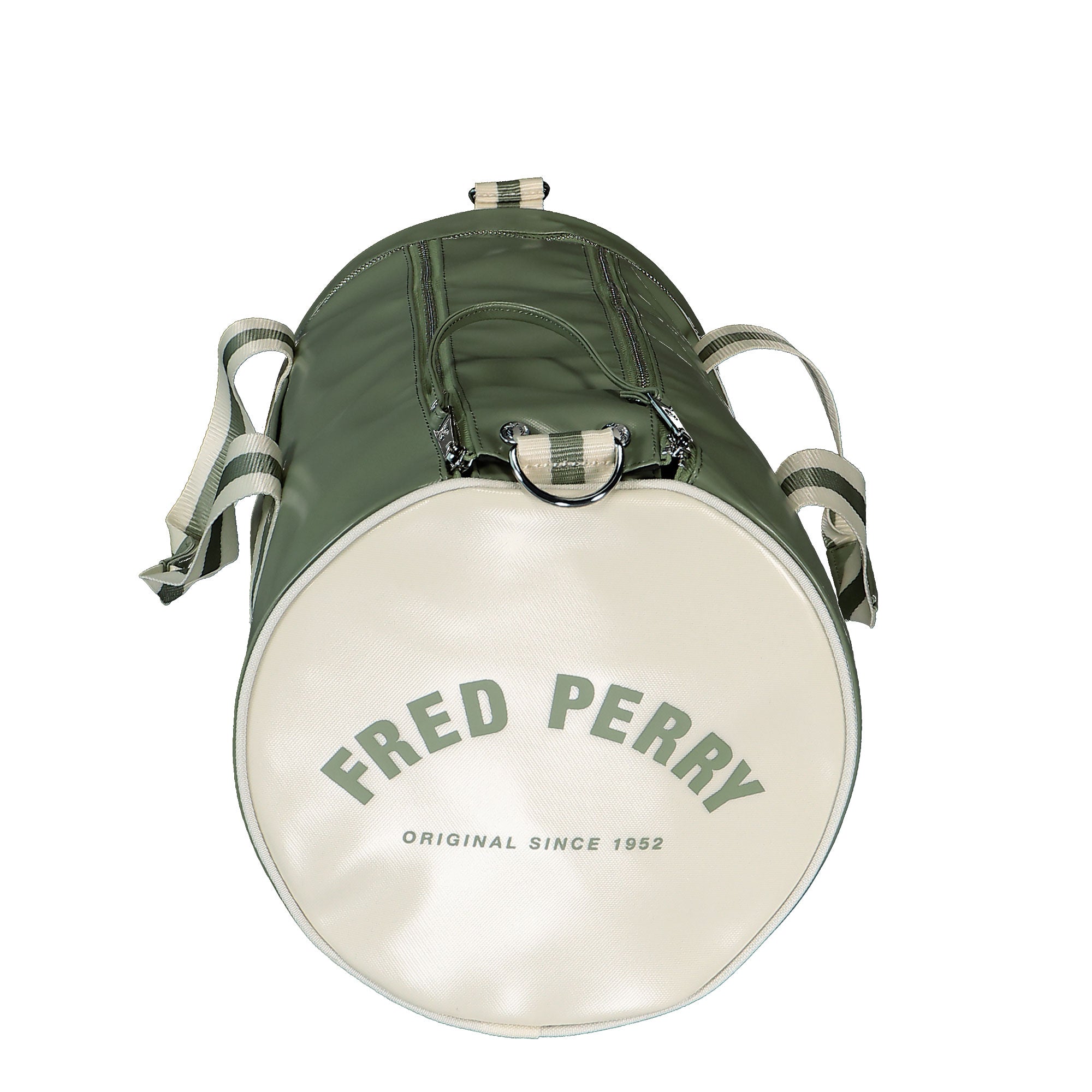 Fred Perry Classic Barrel Bag Olive Mint Duffle Bags Close-up | Overkill