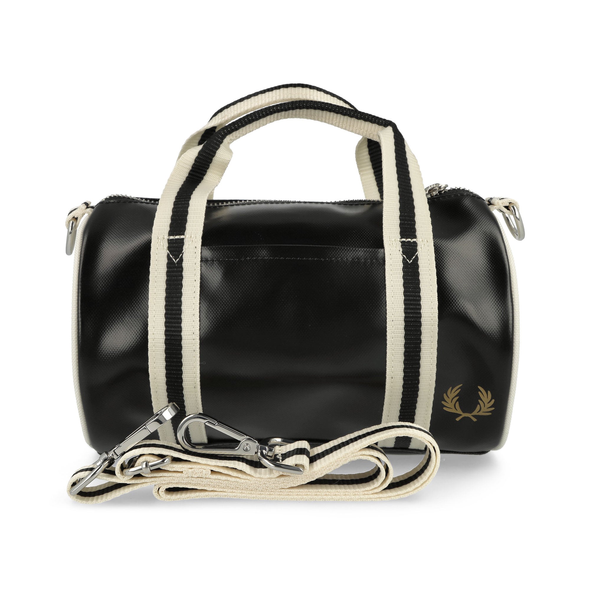 Fred Perry Classic Mini Barrel Bag Black Ecru Duffle Bags L9256-D57 | Overkill