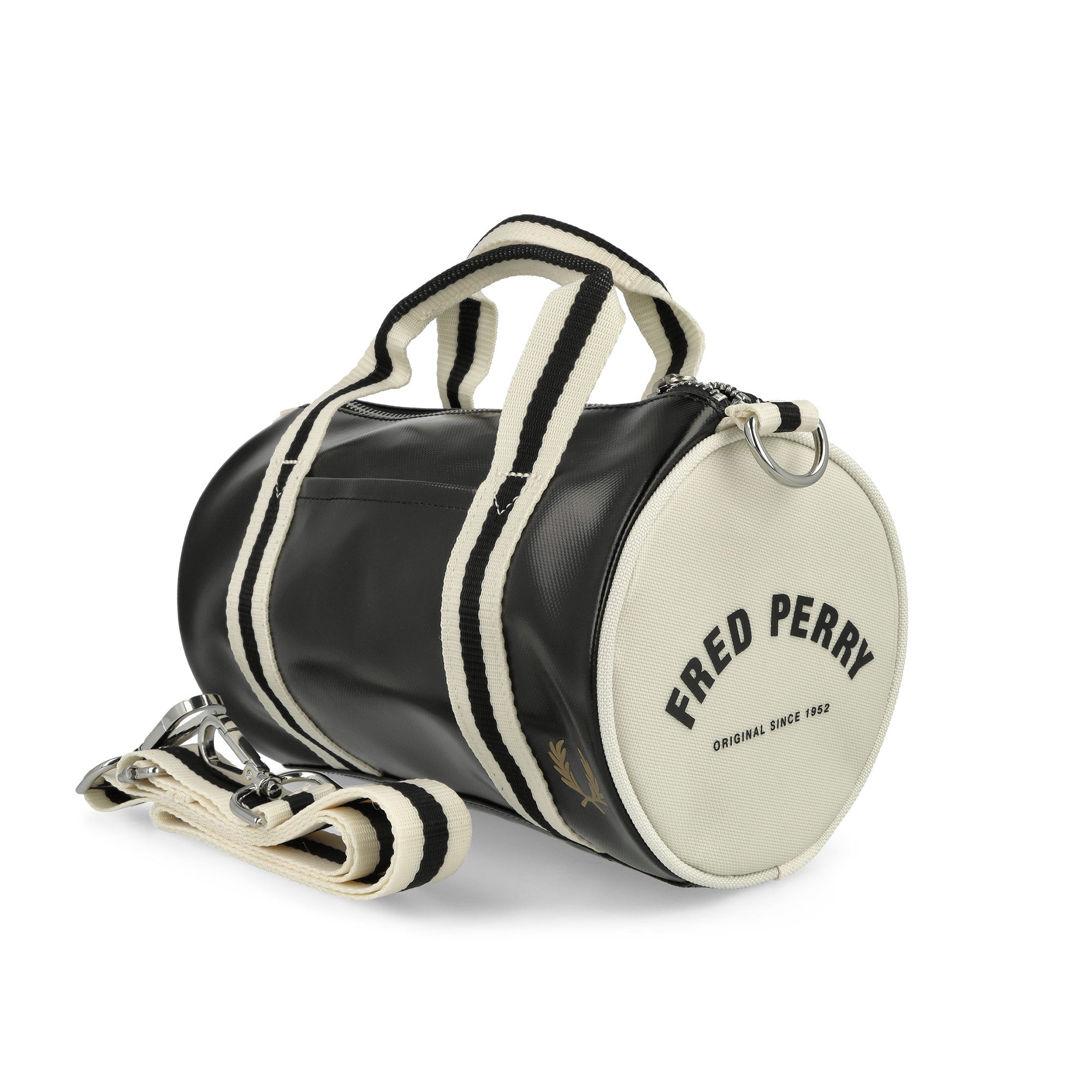 Fred Perry Classic Mini Barrel Bag Black Ecru Duffle Bags Material | Overkill