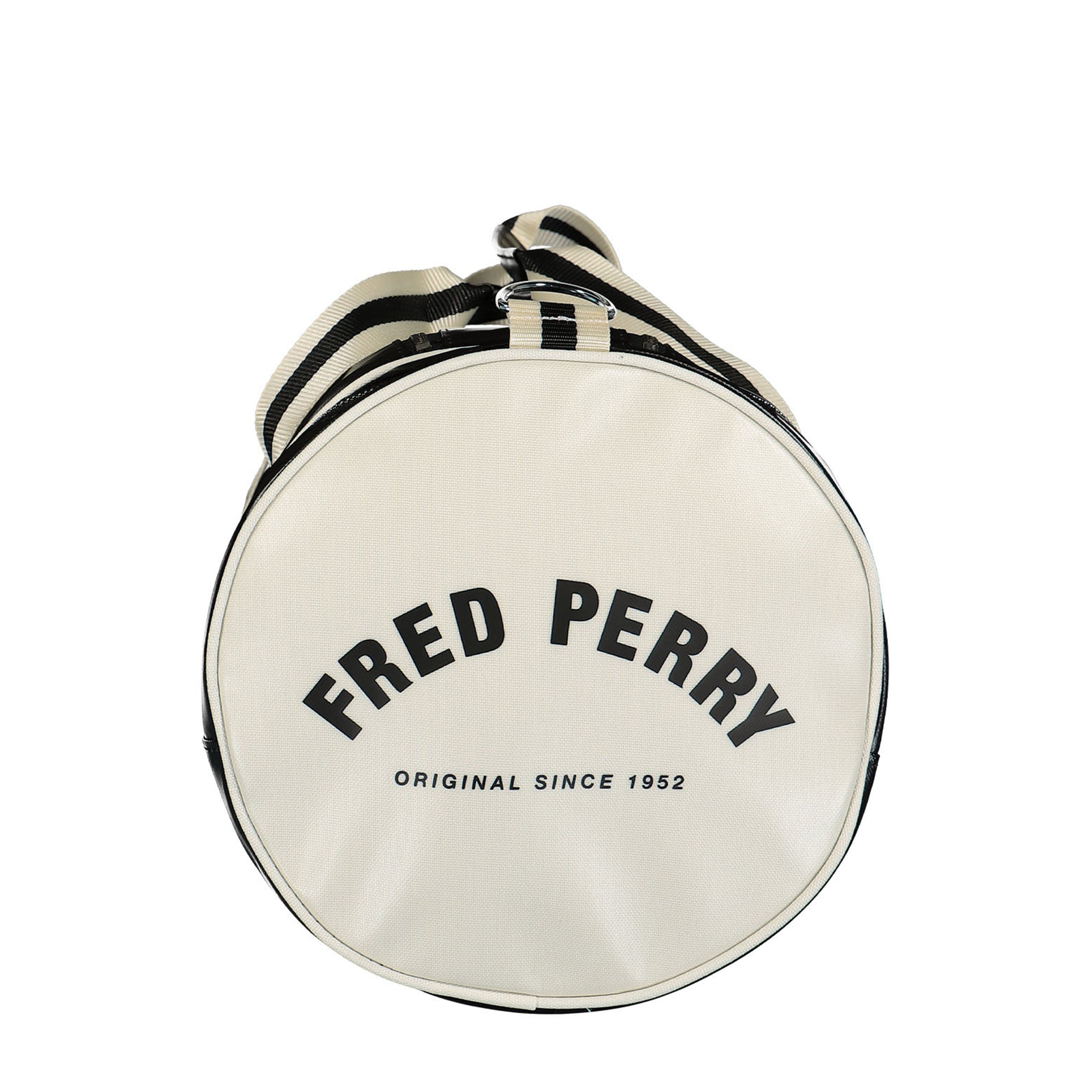 Fred Perry Classic Large Barrel Bag Black / Ecru Duffle Bags Close-up | Overkill