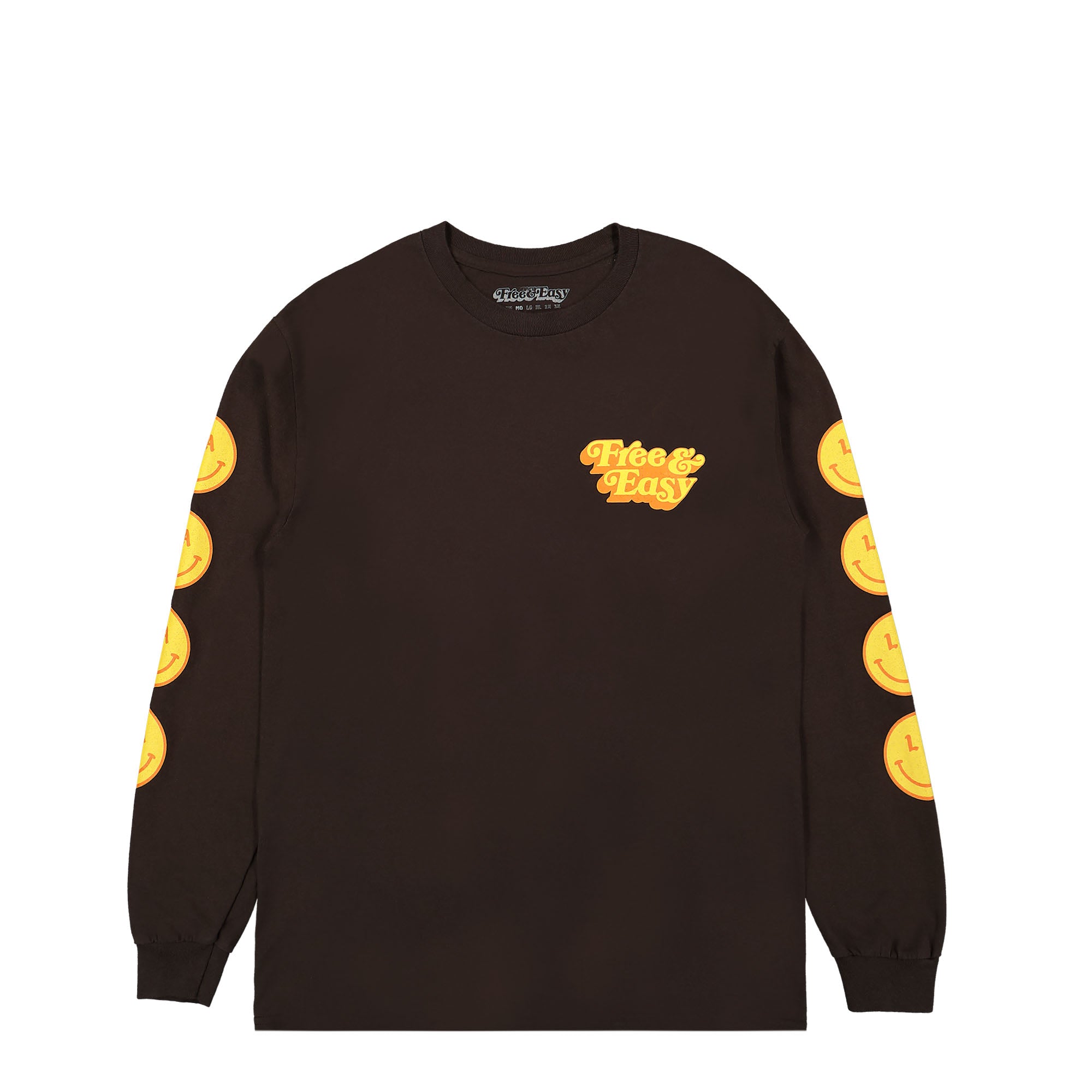 Free & Easy Be Happy LS Tee Brown T-Shirts LS079 | Overkill