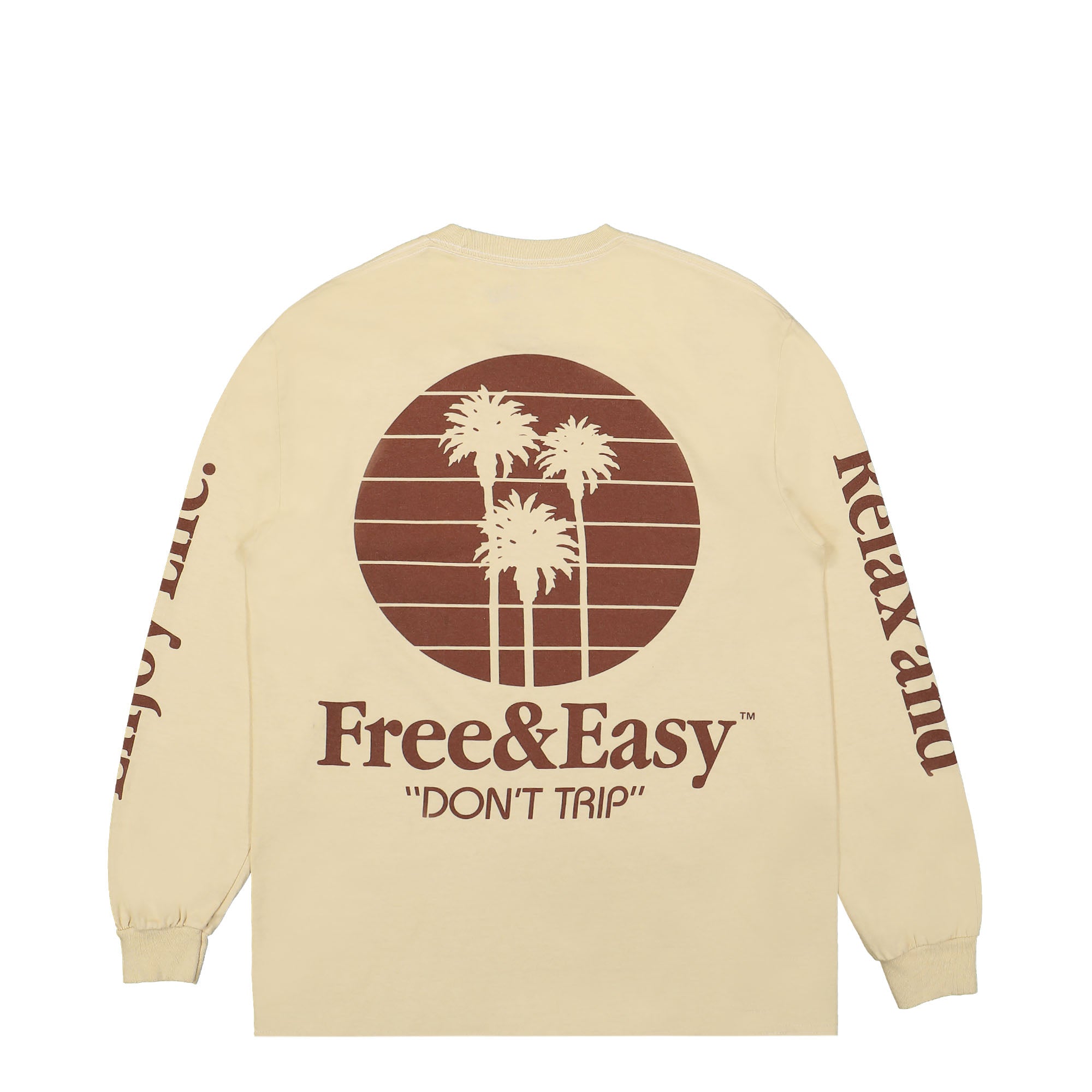 Free & Easy Three Palms LS Tee Natural Longsleeves Close-up | Overkill