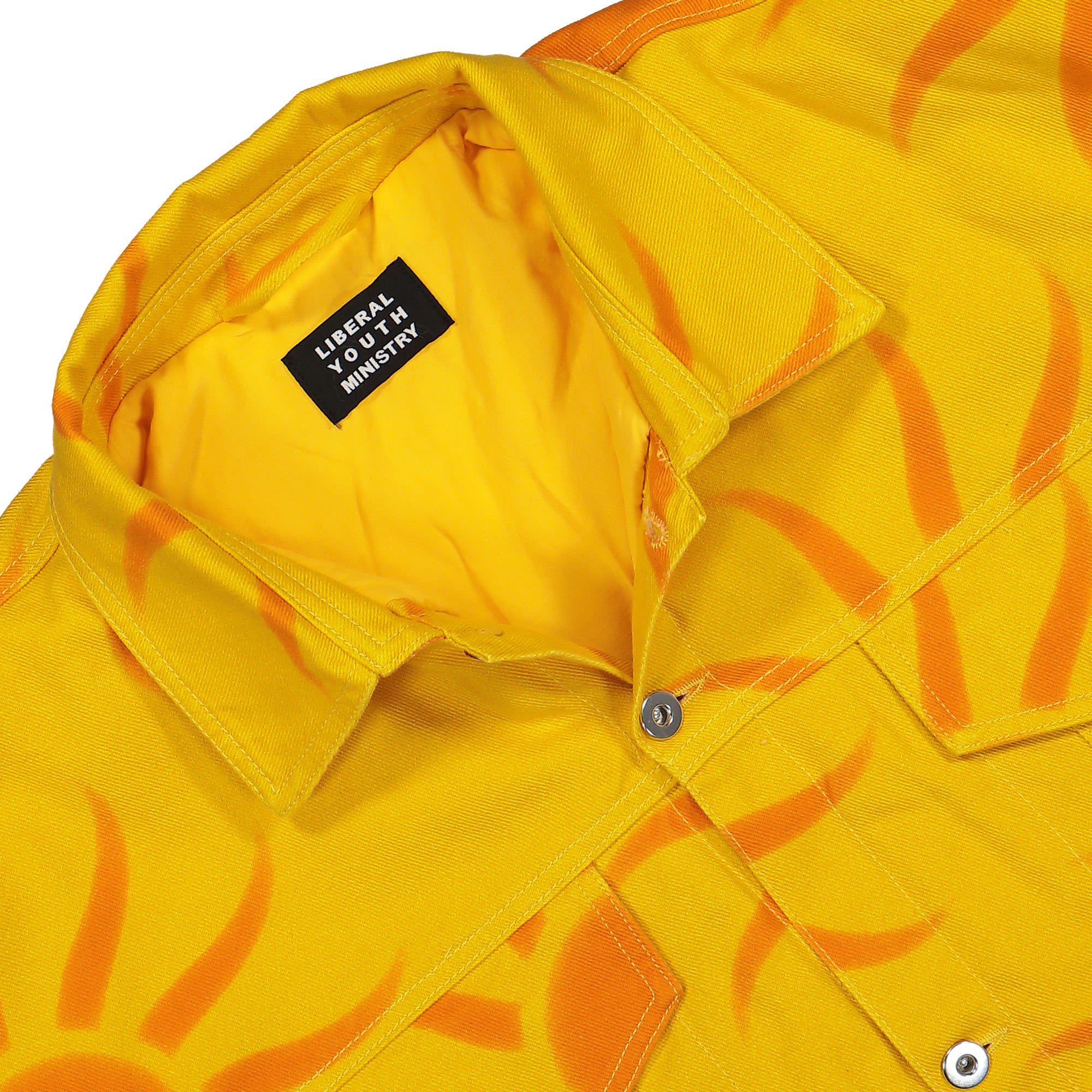 Liberal Youth Ministry Classic Woven Denim Jacket Orange Jackets Close-up | Overkill