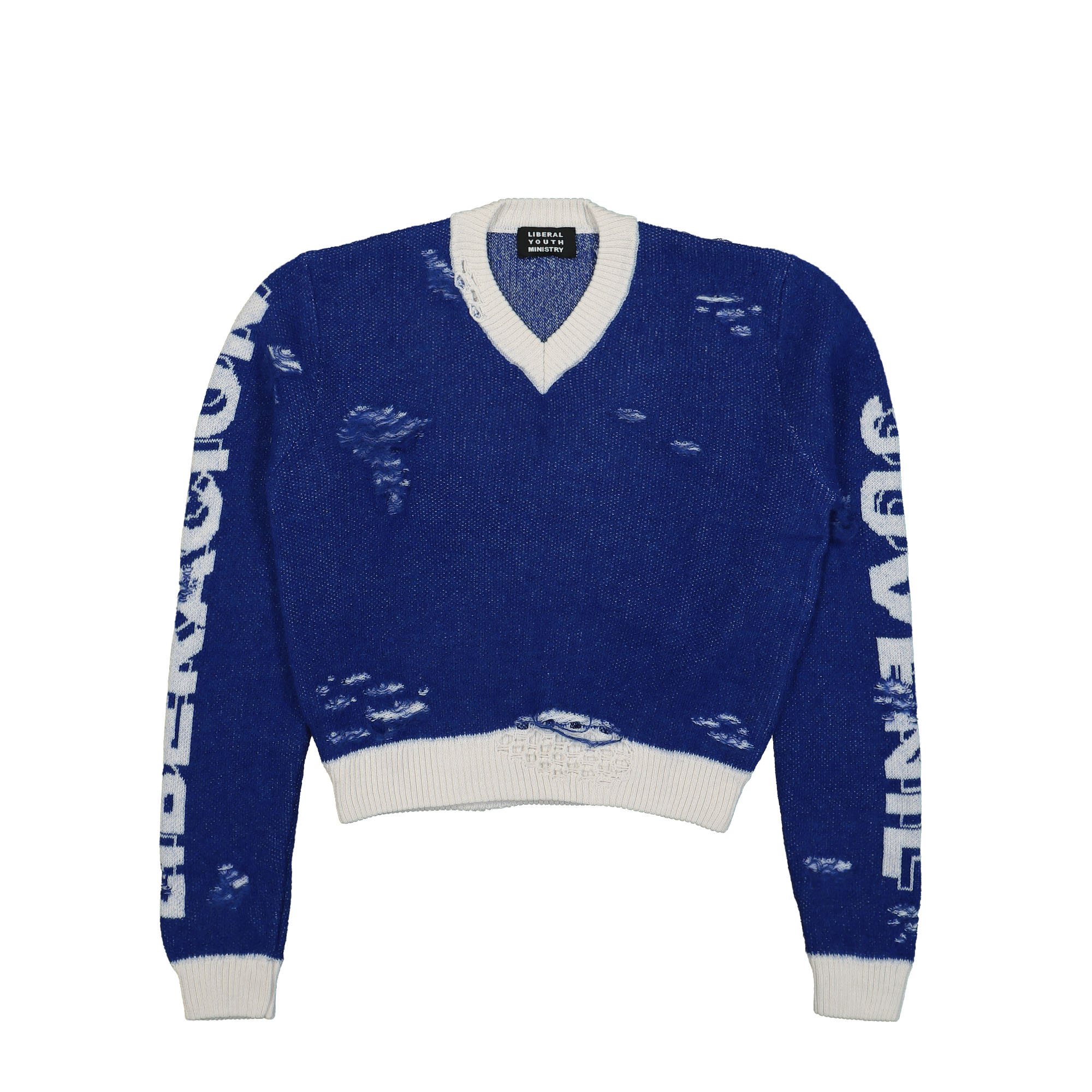 Liberal Youth Ministry Knit Distressed Sweater Blue Sweatshirts LYM03N002 | Overkill