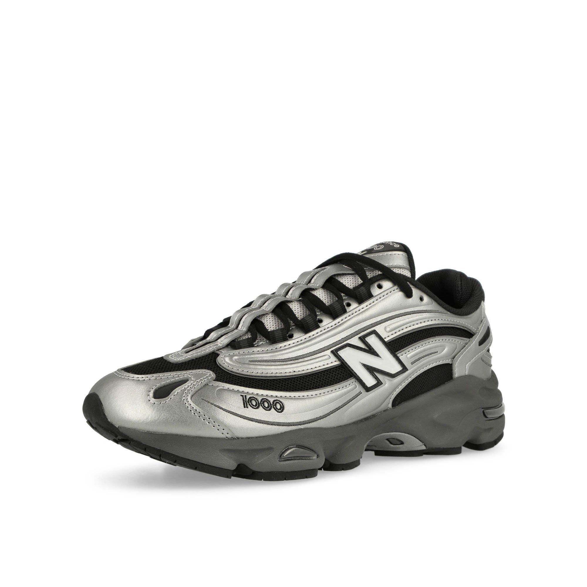 New Balance M1000EGR Silver Metallic / Green Low Top Sneakers Close Up | Overkill