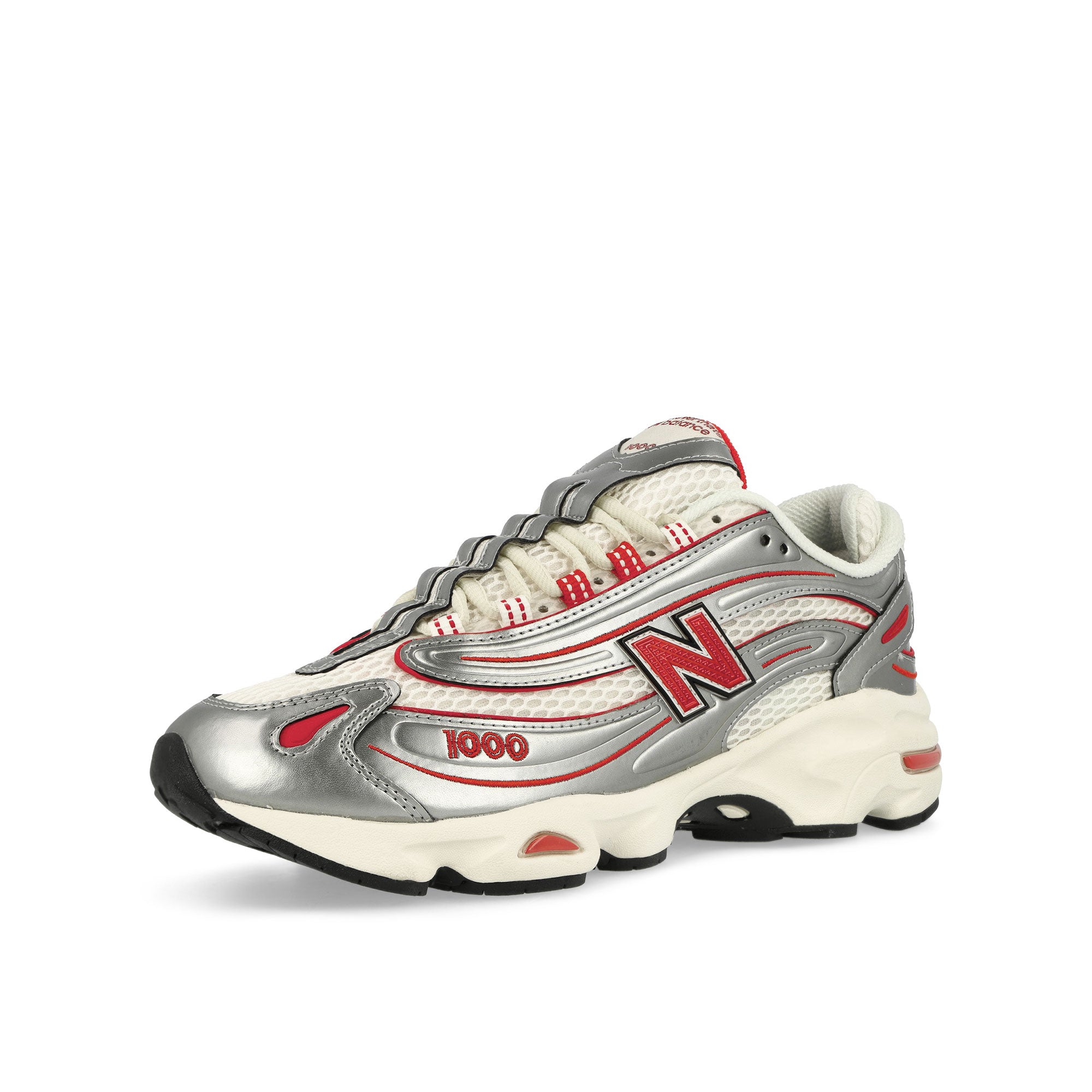 New Balance M1000TI Silver / Valiant Poppy Low Top Sneakers Close Up | Overkill