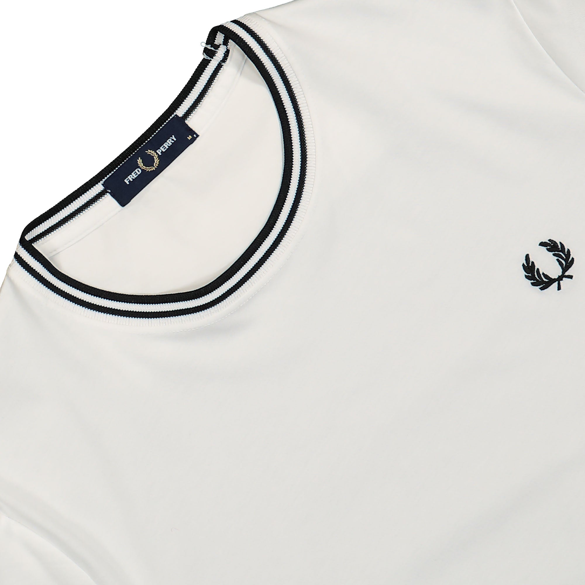 Fred Perry Twin Tipped T-Shirt White T-Shirts Close-up | Overkill