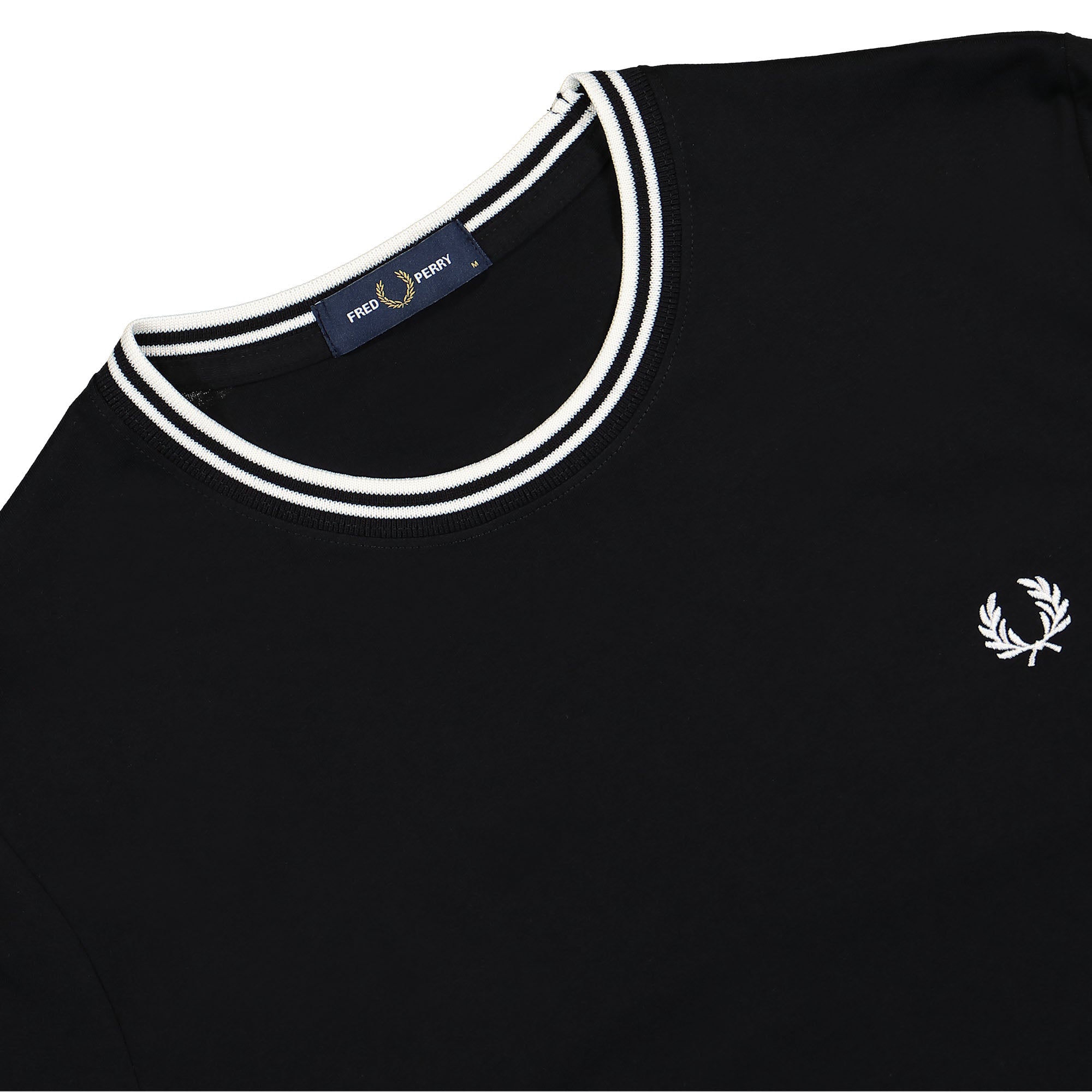 Fred Perry Twin Tipped T-Shirt Black T-Shirts Close-up | Overkill