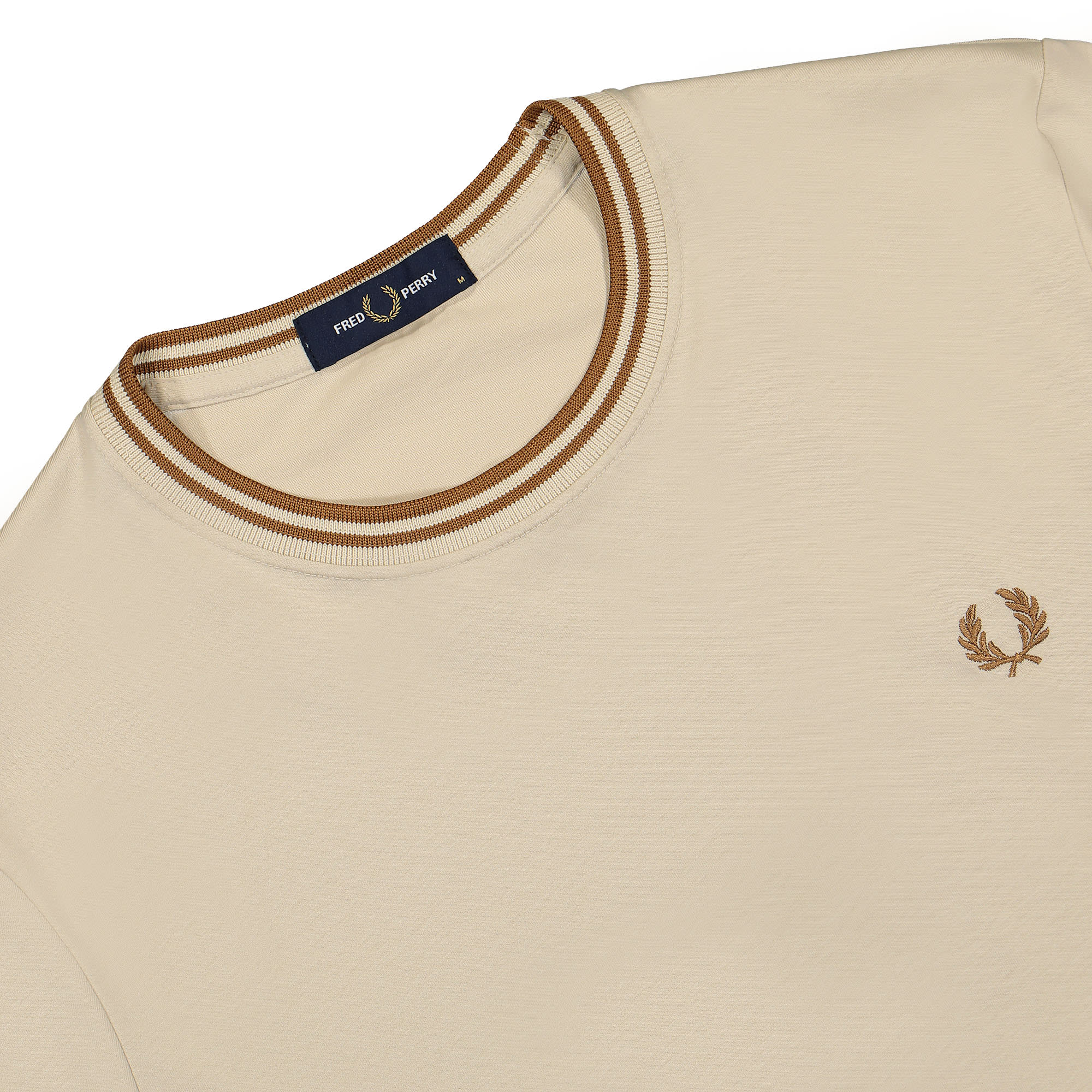 Fred Perry Twin Tipped T-Shirt Oatmeal T-Shirts Close-up | Overkill