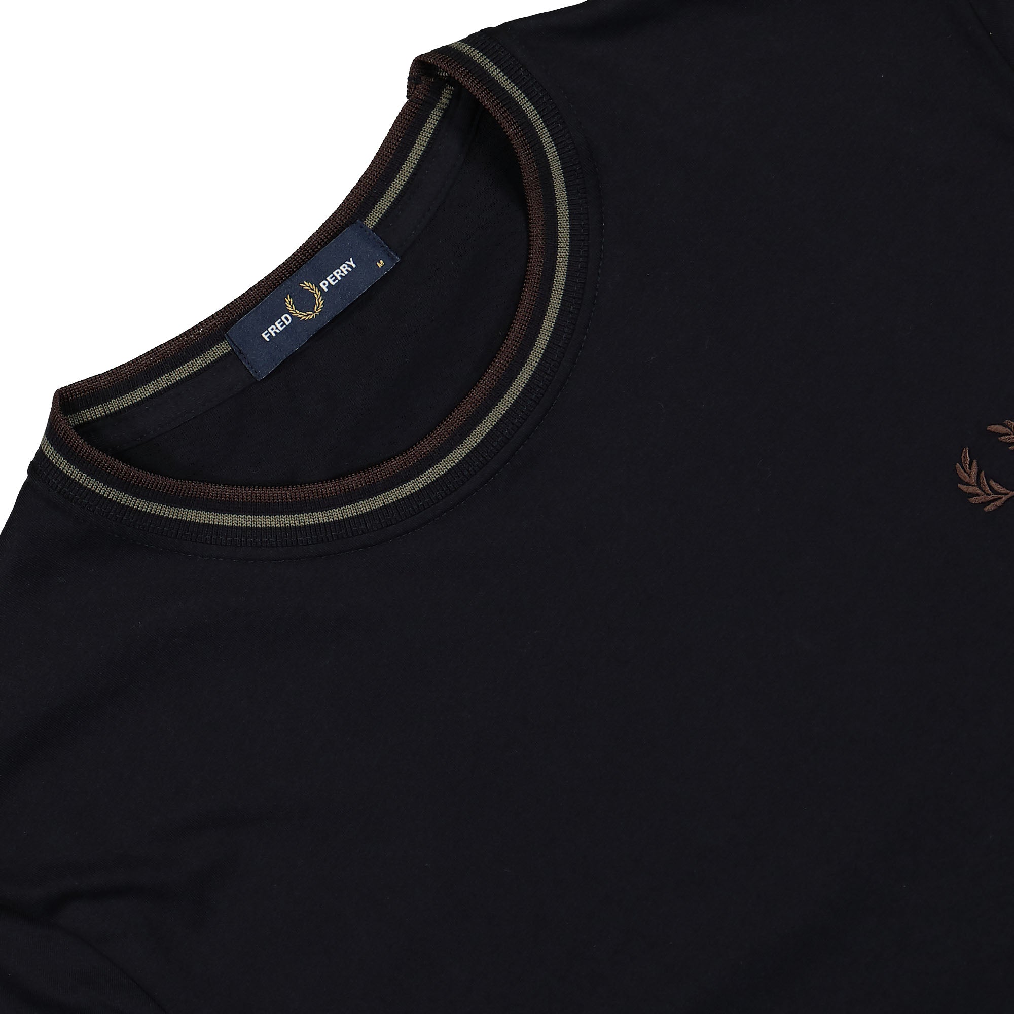 Fred Perry Twin Tipped T-Shirt Navy / Laurel Wreath Green / Carrington Brick T-Shirts Close-up | Overkill