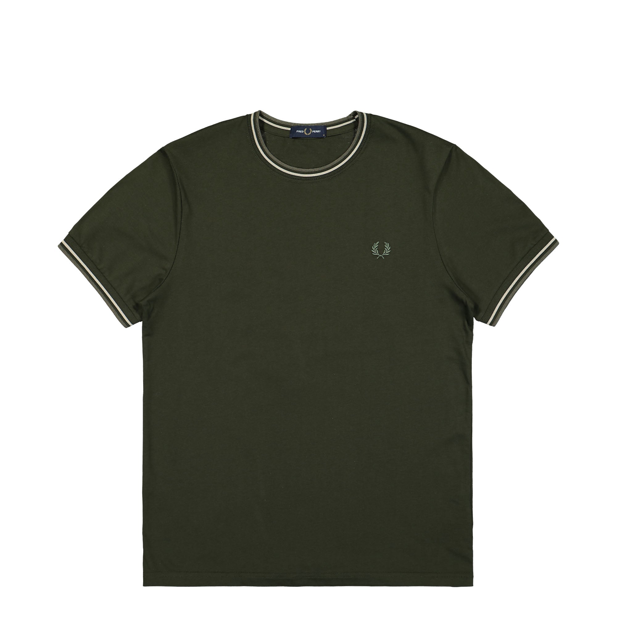 Fred Perry Twin Tipped T-Shirt Hunting Green / Light Oyster / Laurel Wreath Green T-Shirts M1588-W92 | Overkill