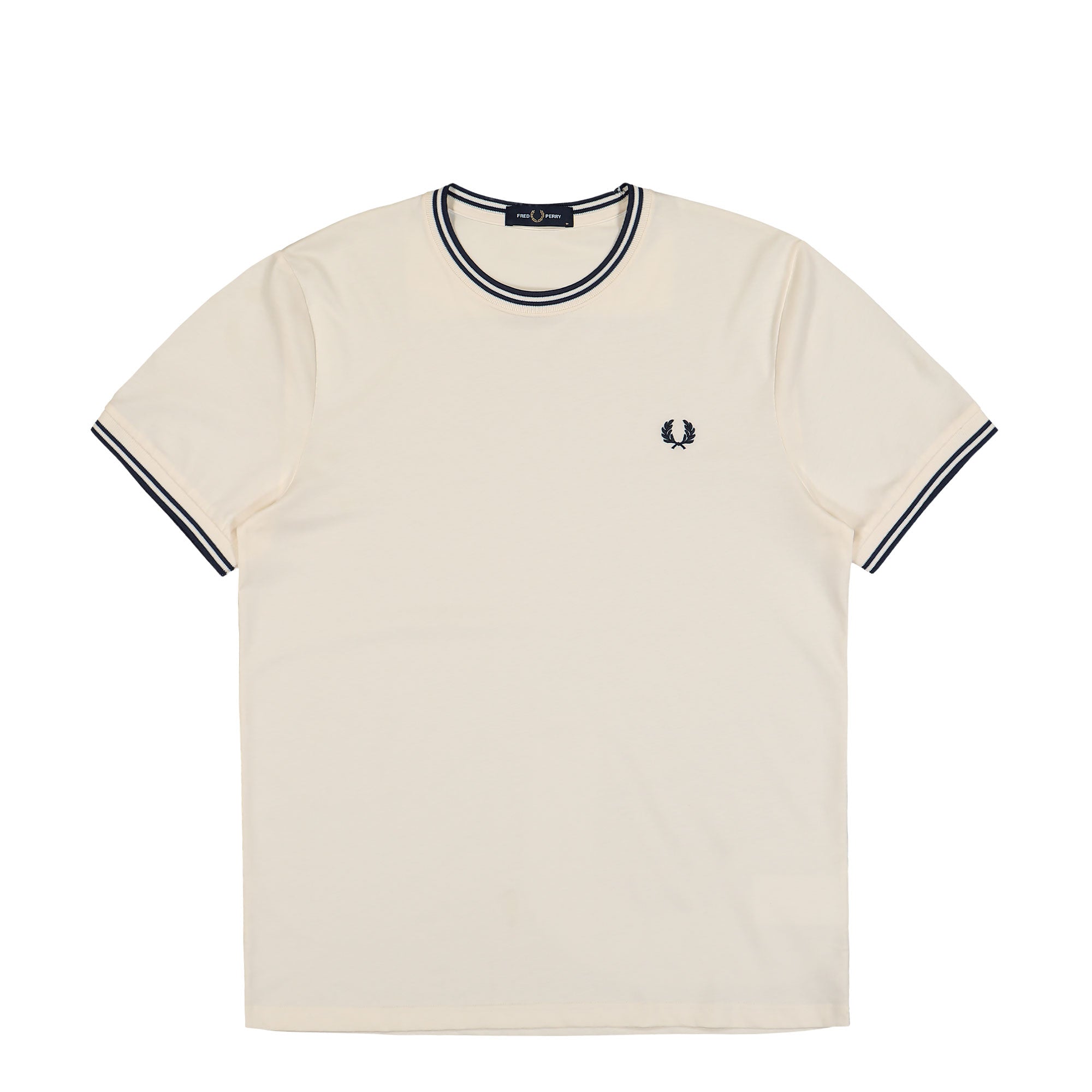 Fred Perry Twin Tipped T-Shirt Ecru / Tennis Blue T-Shirts M1588-Y24 | Overkill