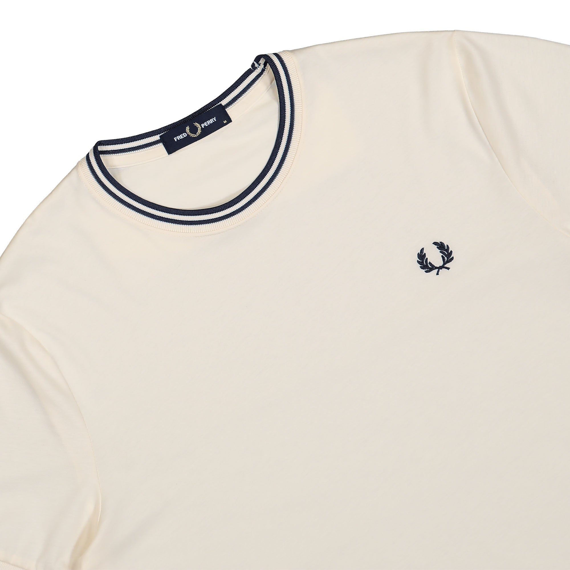 Fred Perry Twin Tipped T-Shirt Ecru / Tennis Blue T-Shirts Detail view 2 | Overkill