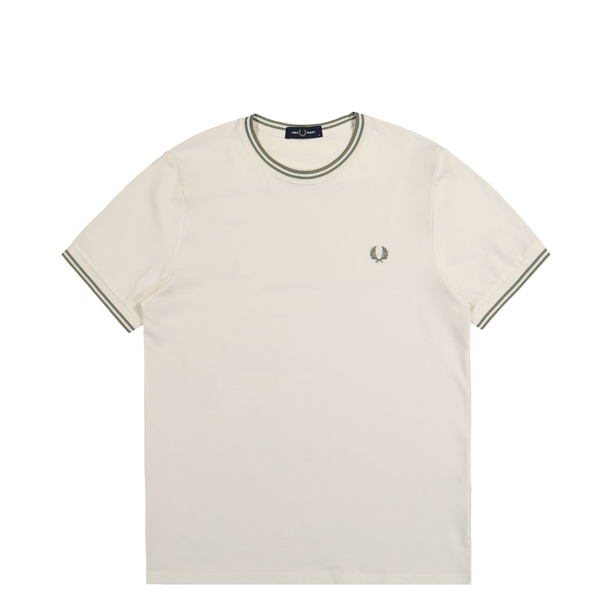 Fred Perry Twin Tipped T-Shirt Light Ecru / Olive Mint T-Shirts M1588-Y54 | Overkill