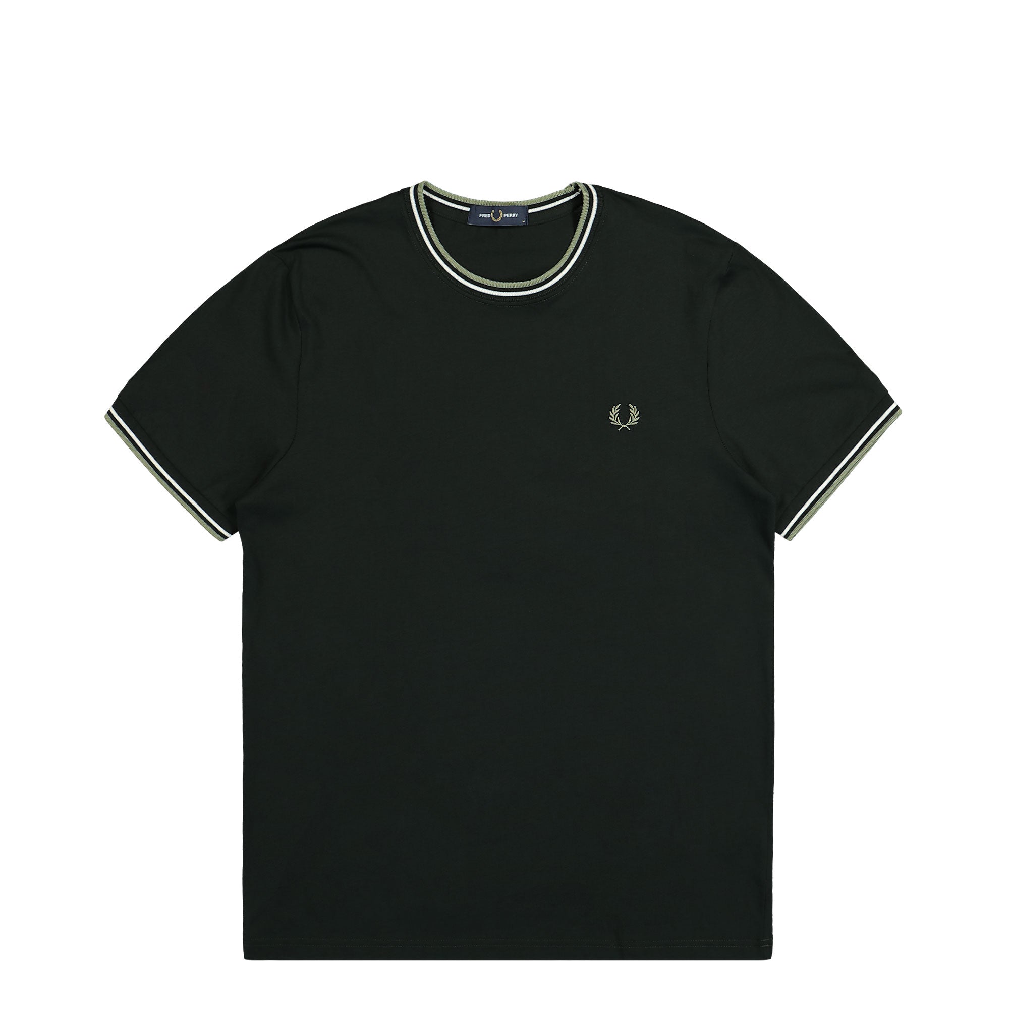 Fred Perry Twin Tipped T-Shirt Night Green / Light Ecru / Olive Mint T-Shirts M1588-Y65 | Overkill