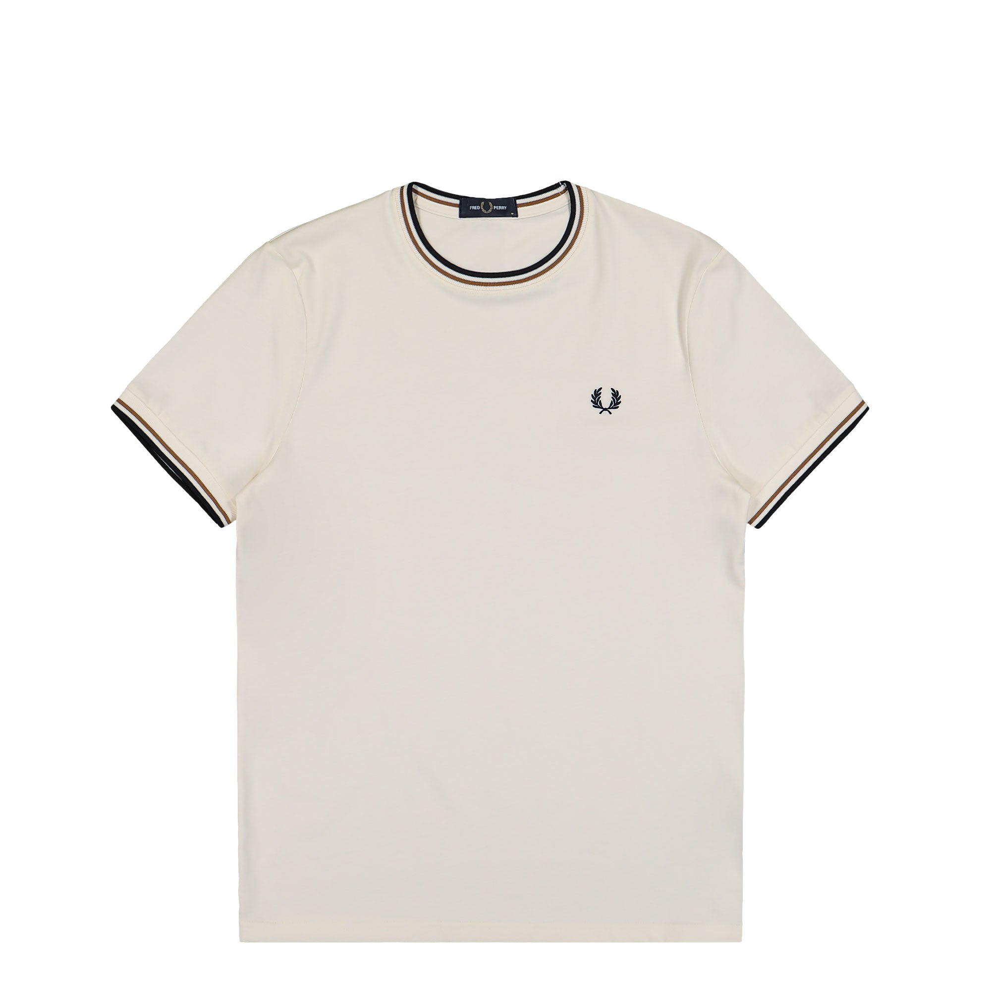Fred Perry Twin Tipped T-Shirt Ecru / Dark Caramel / Black T-Shirt M1588V-79B | Overkill