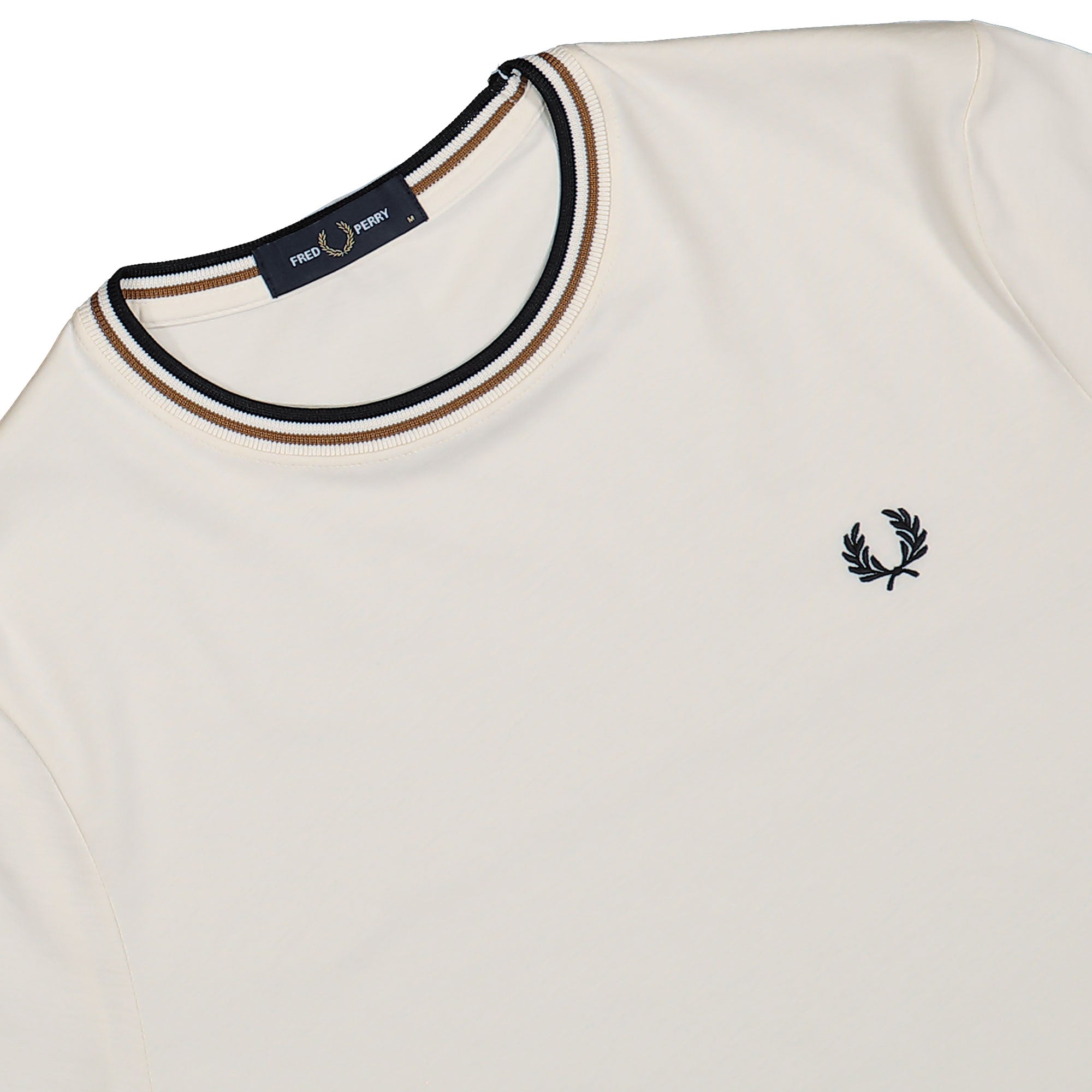 Fred Perry Twin Tipped T-Shirt Ecru / Dark Caramel / Black T-Shirt M1588V-79B Detailfoto | Overkill
