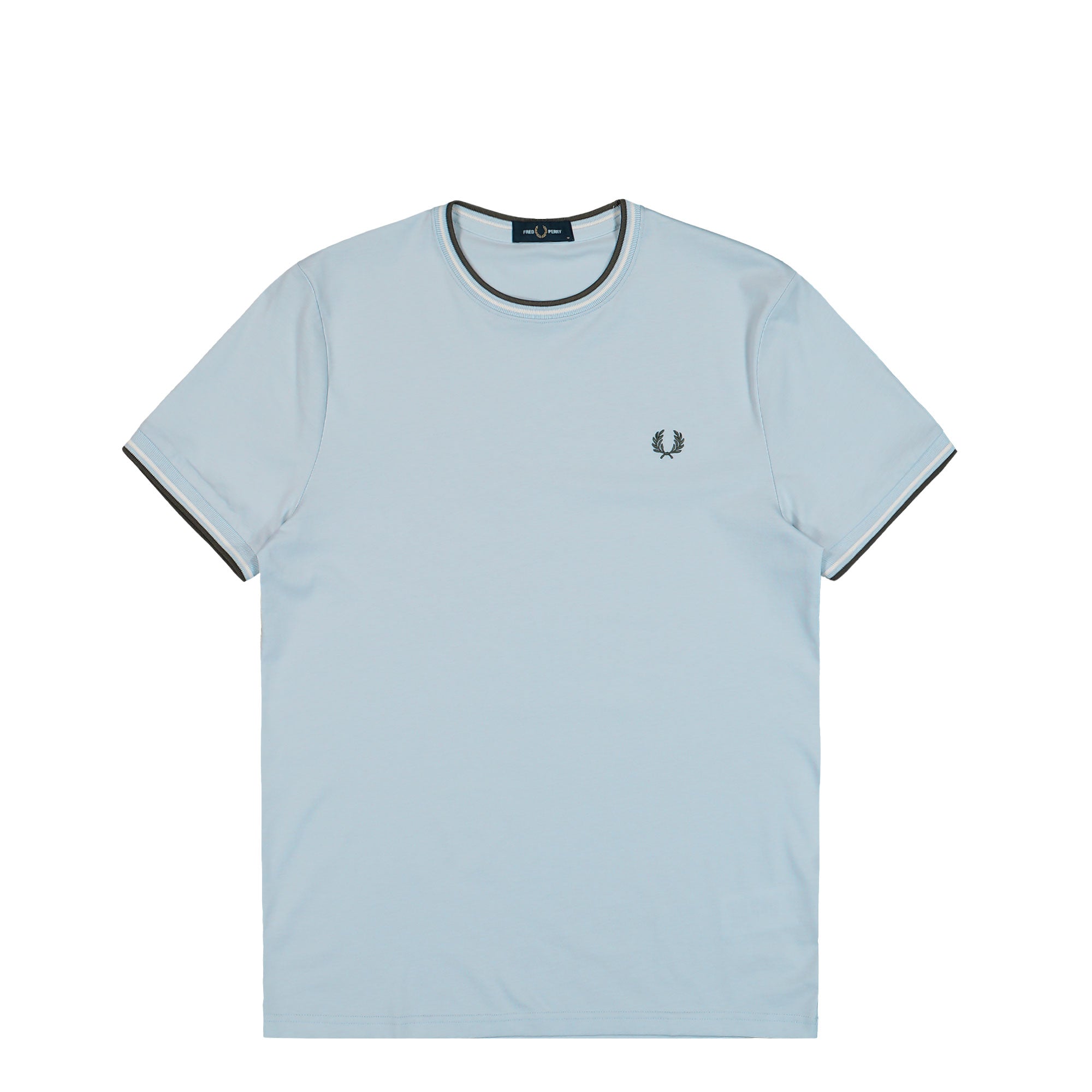 Fred Perry Twin Tipped T-Shirt Dusky Blue / Ecru / Laurel Wreath Green T-Shirt M1588V-80B | Overkill