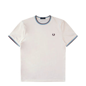Fred Perry Twin Tipped T-Shirt Ecru / Court Blue / Oxblood T-Shirts M1588V-Z46 | Overkill