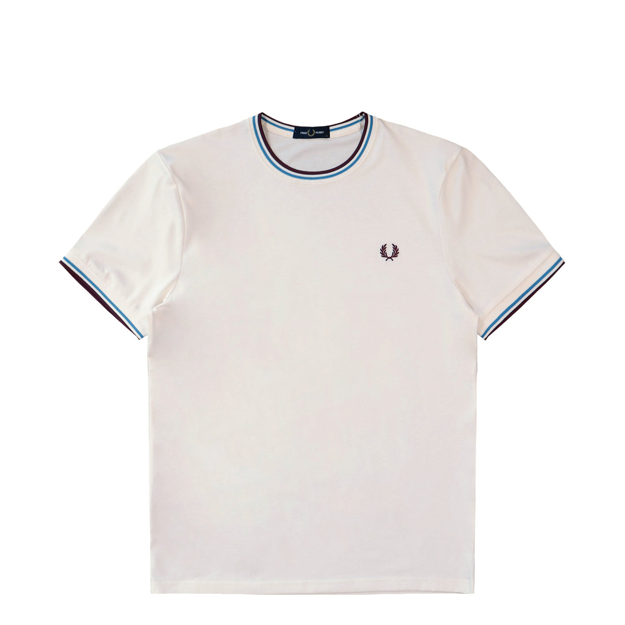 Fred Perry Twin Tipped T-Shirt Ecru / Court Blue / Oxblood T-Shirts M1588V-Z46 | Overkill