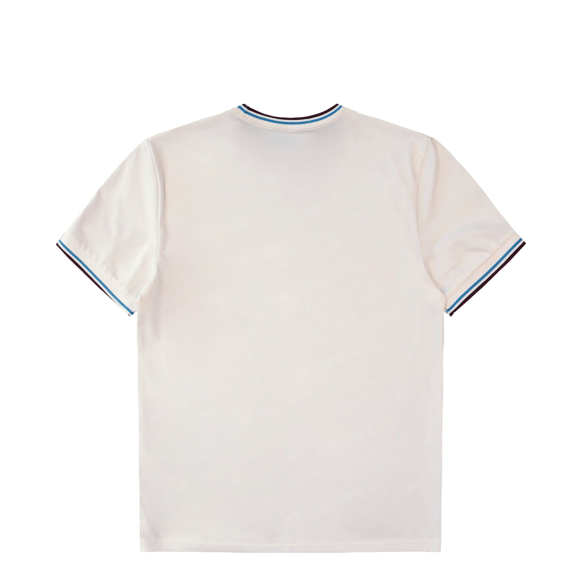 Fred Perry Twin Tipped T-Shirt Ecru / Court Blue / Oxblood T-Shirts M1588V-Z46 Close-up | Overkill