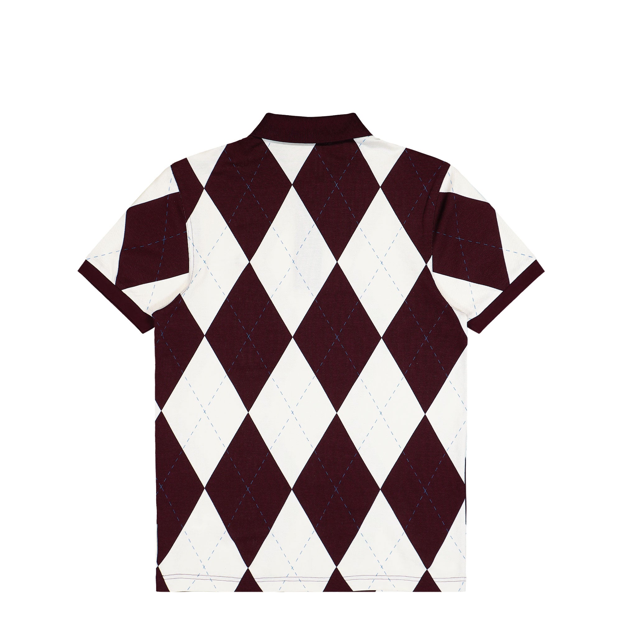 Fred Perry Argyle Print Polo Shirt Ecru / Oxblood Polo Shirts M1628-560 Close-up | Overkill