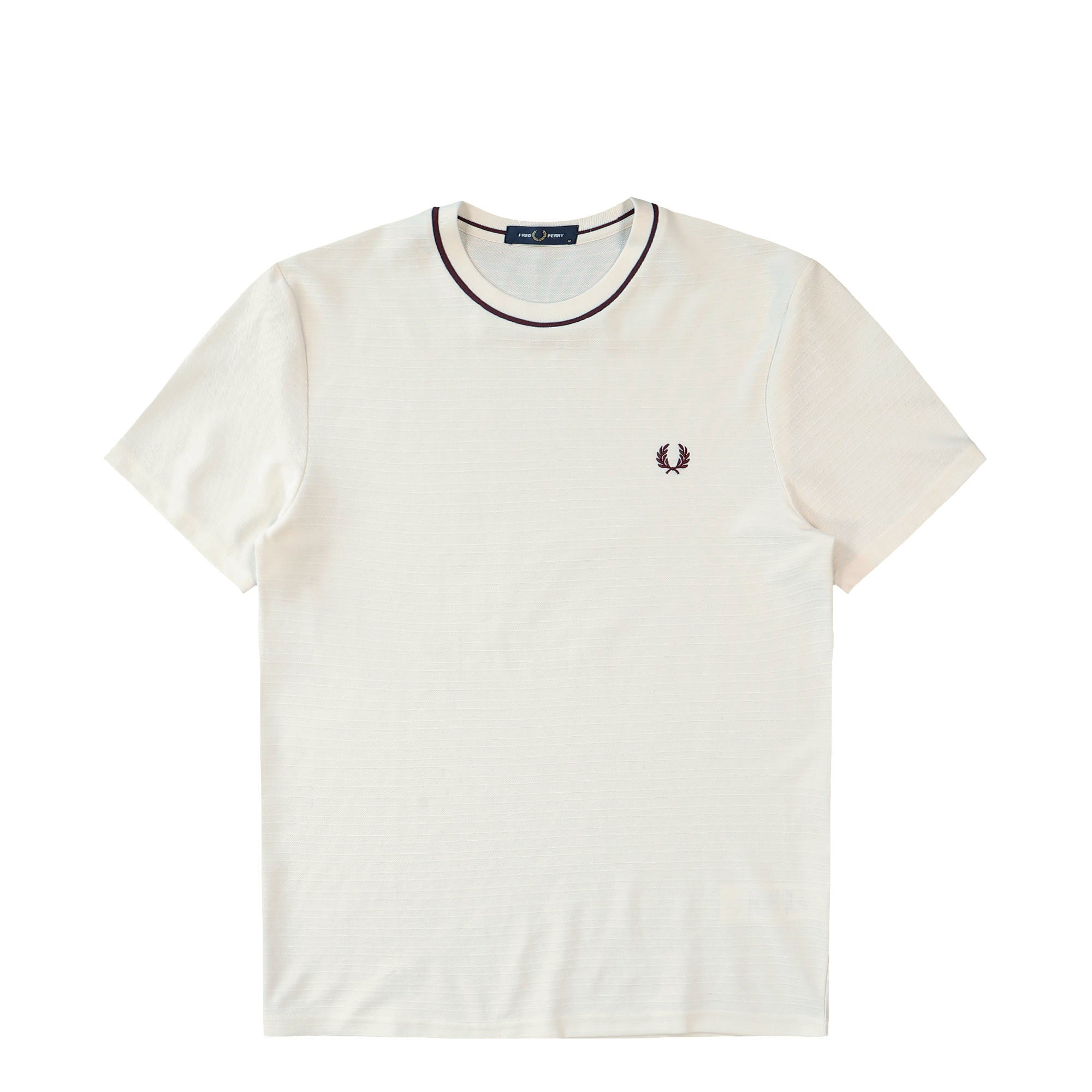 Fred Perry Textured Stripe T-Shirt Ecru T-Shirts M1691-560 | Overkill