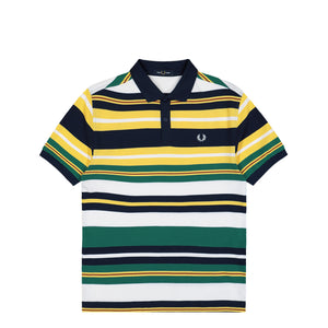 Fred Perry Striped Relaxed Polo Shirt Lemon Barley Polo Shirts M2423-26A | Overkill