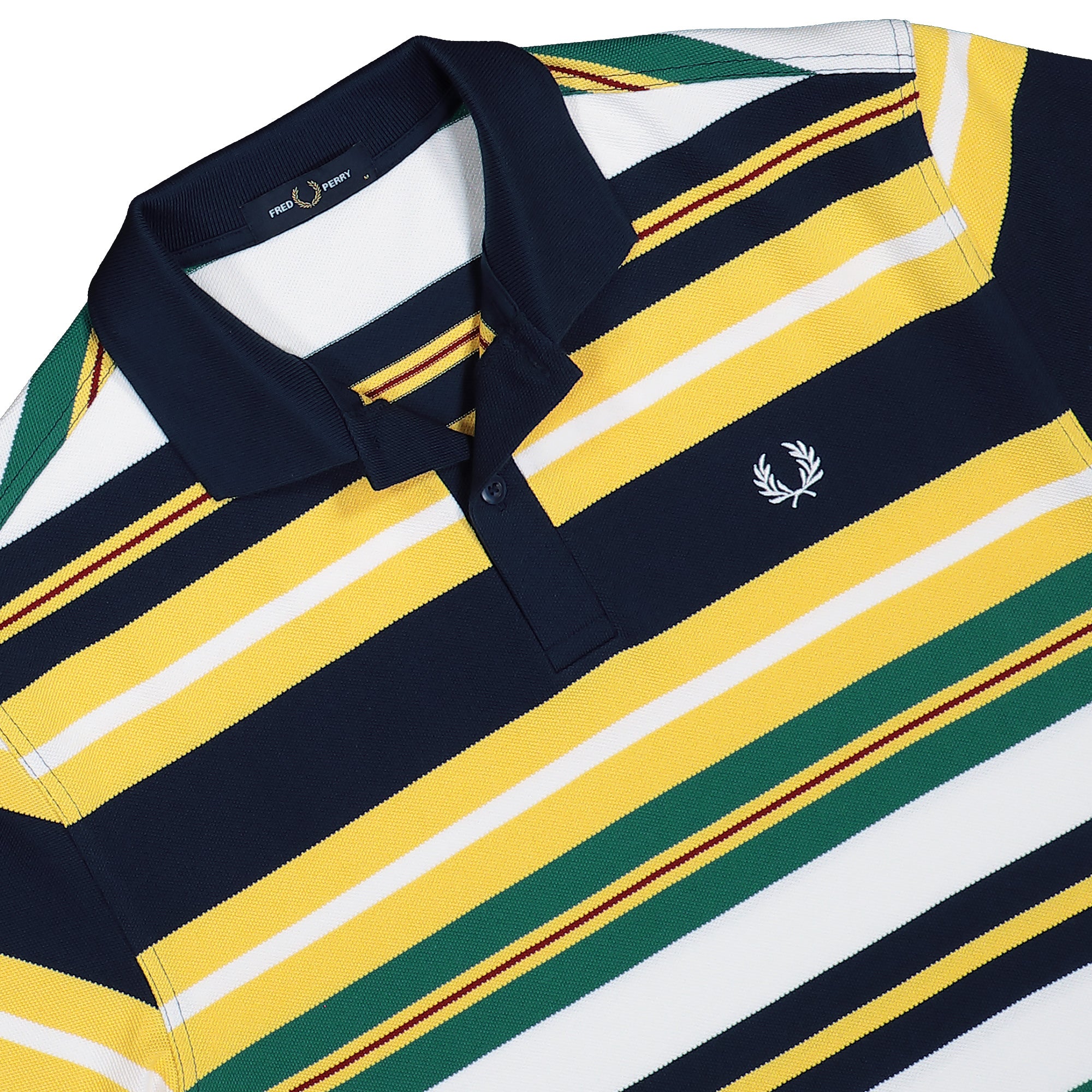 Fred Perry Striped Relaxed Polo Shirt Lemon Barley Polo Shirts M2423-26A Detailfoto | Overkill