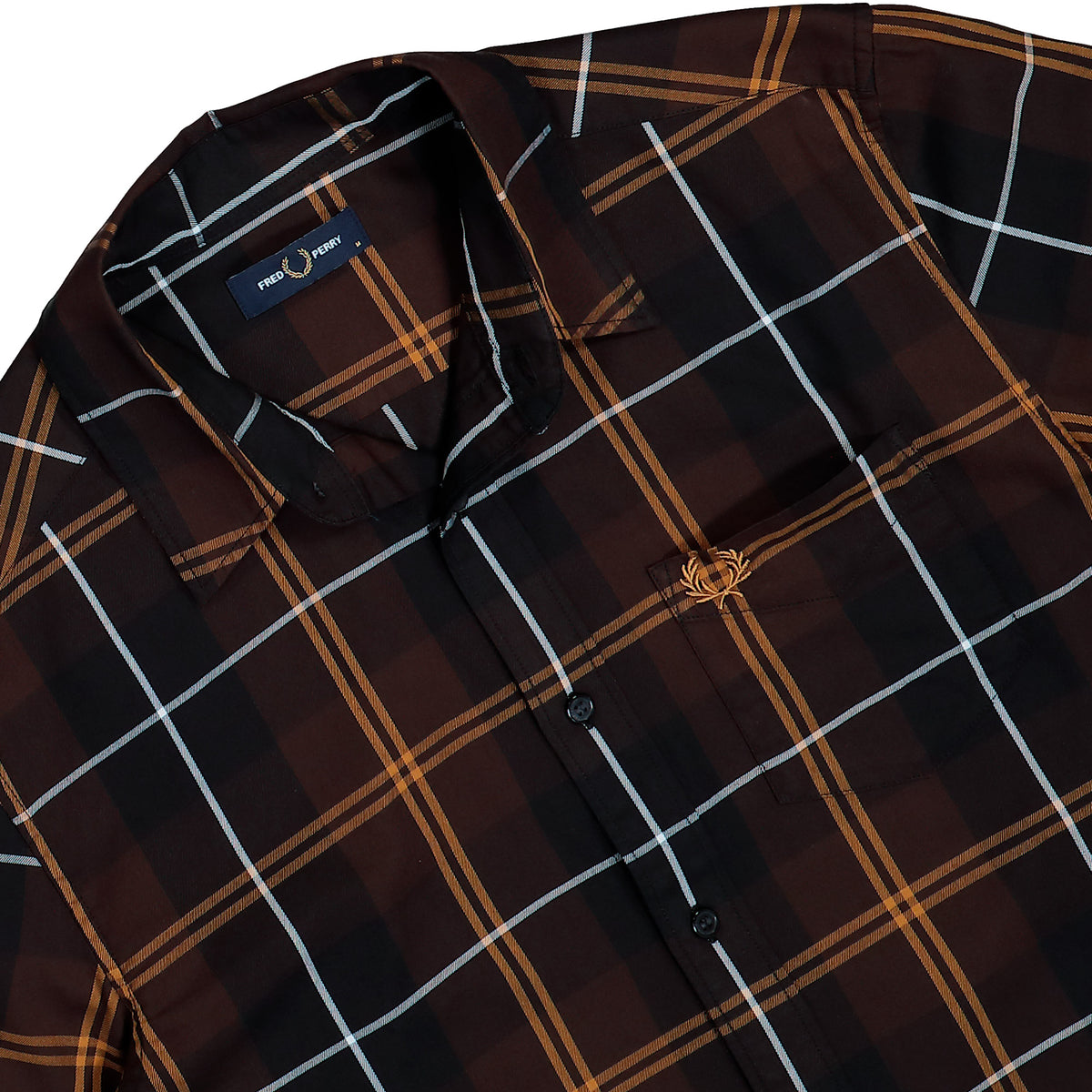 Fred Perry Twill Tartan Shirt Rich Brown Shirt M3457-33C Detailfoto | Overkill