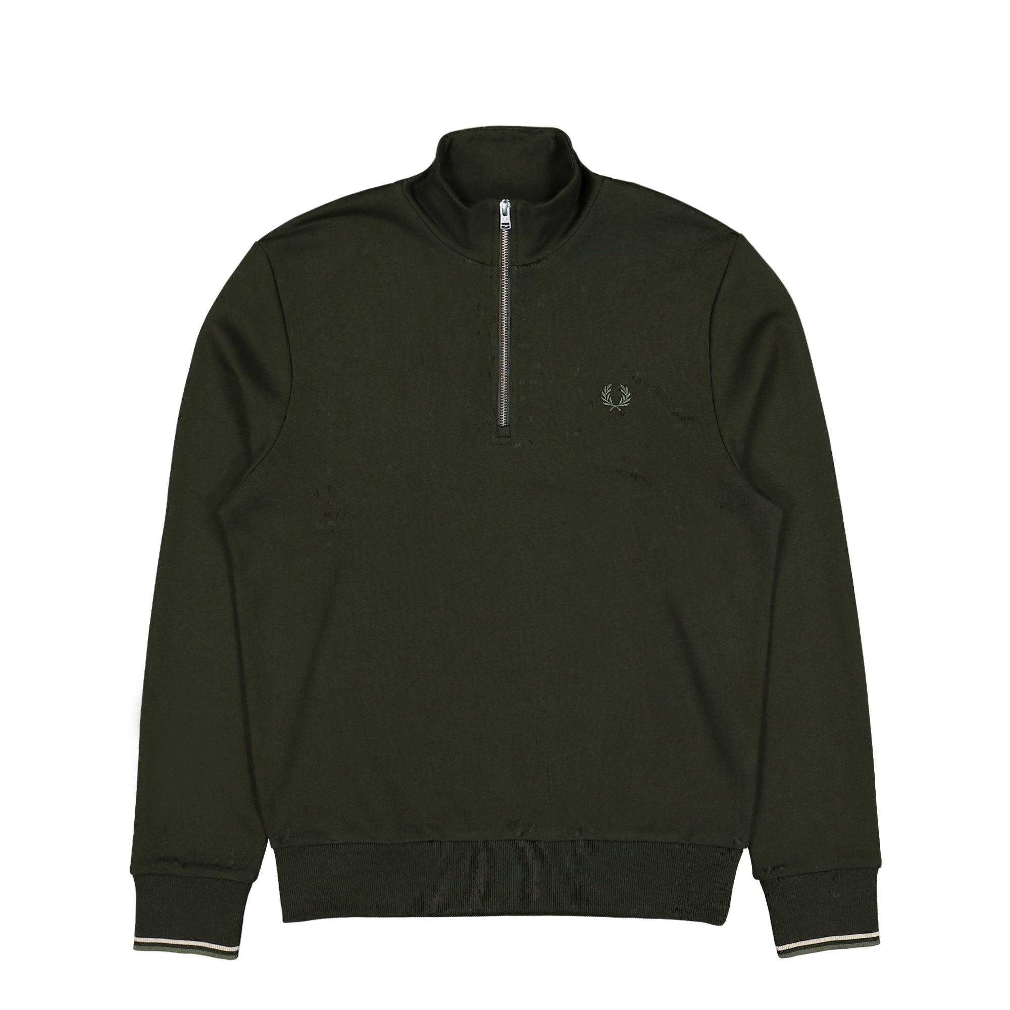 Fred Perry Half Zip Sweatshirt Hunting Green Sweatshirts M3574-W92 | Overkill