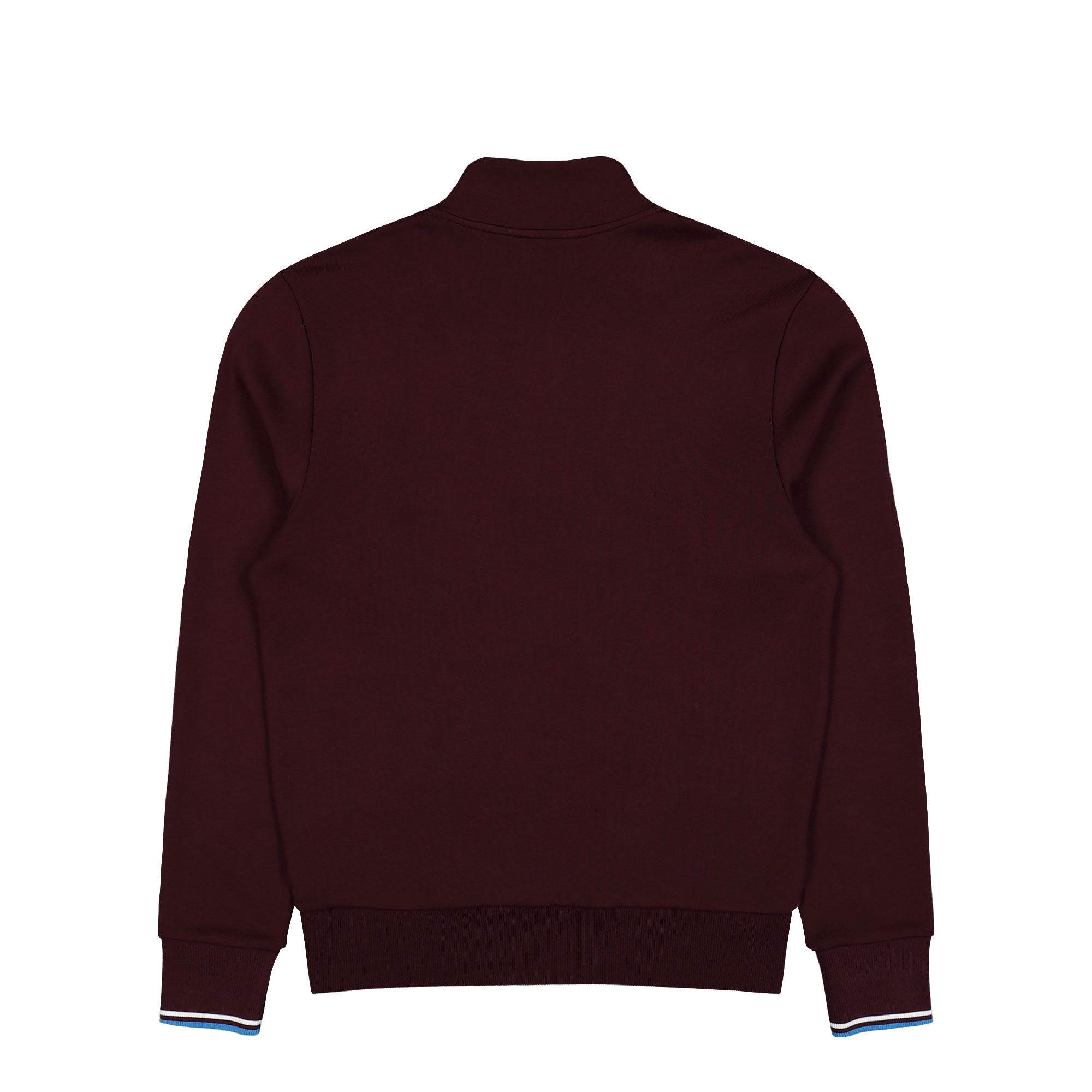 Fred Perry Half Zip Sweatshirt Oxblood / Ecru / Court Blue Sweatshirts M3574-Z63 Close-up | Overkill
