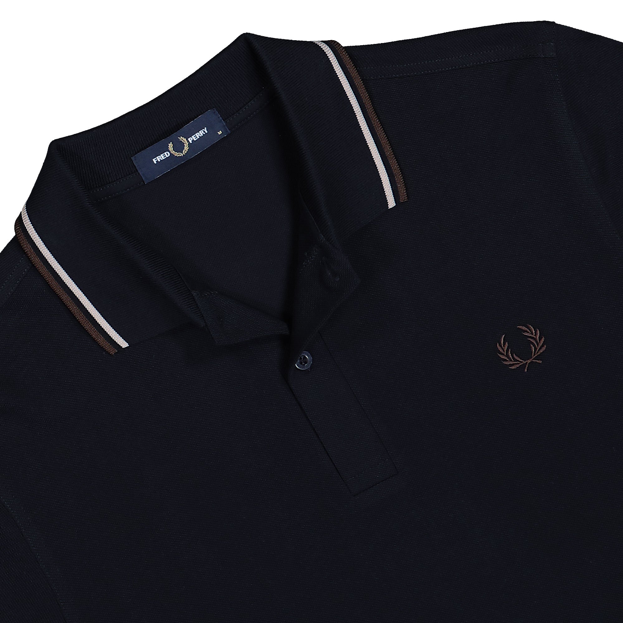 Fred Perry Twin Tipped Fred Perry Shirt Navy Blue / Warm Beige / Burnt Tobacco Polo Shirts M3600-52A Detailfoto | Overkill