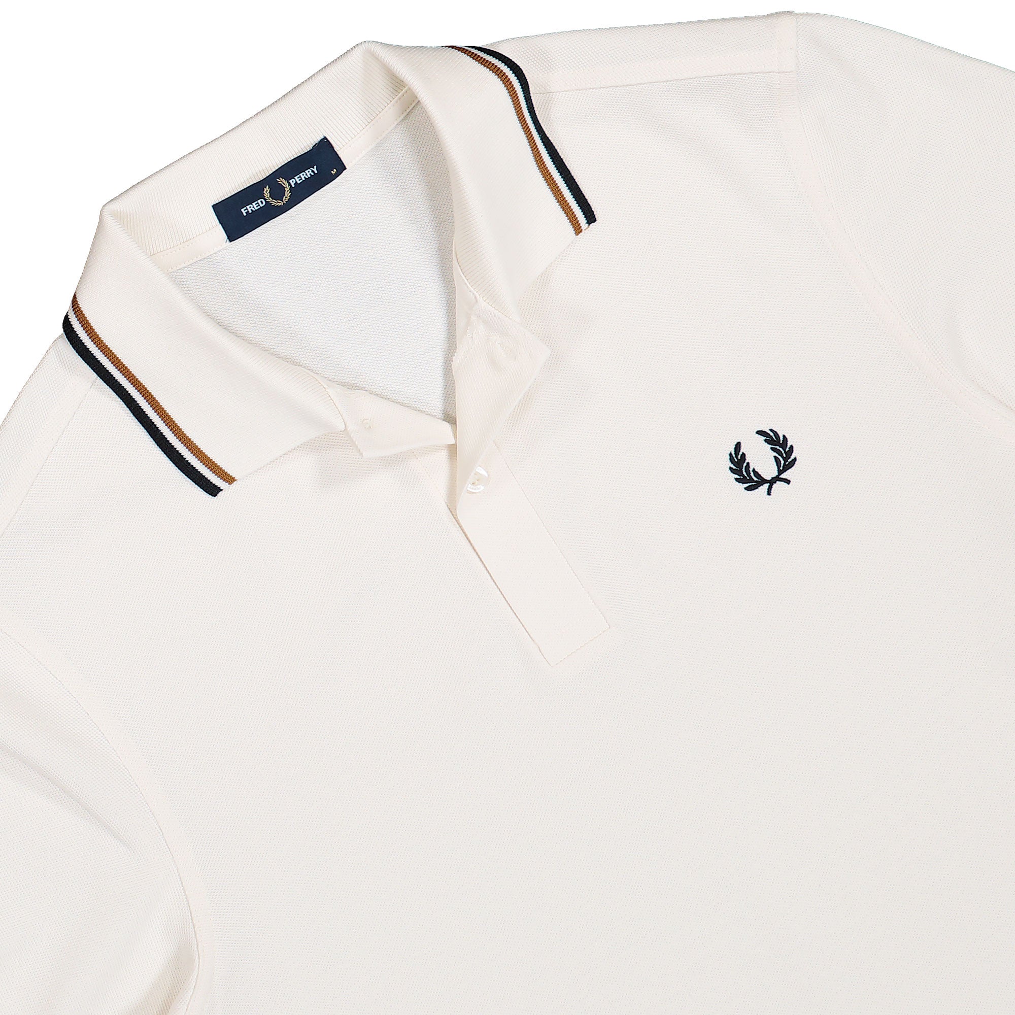 Fred Perry Twin Tipped Fred Perry Shirt Ecru / Dark Caramel / Black Polo Shirts M3600-79B Detailfoto | Overkill