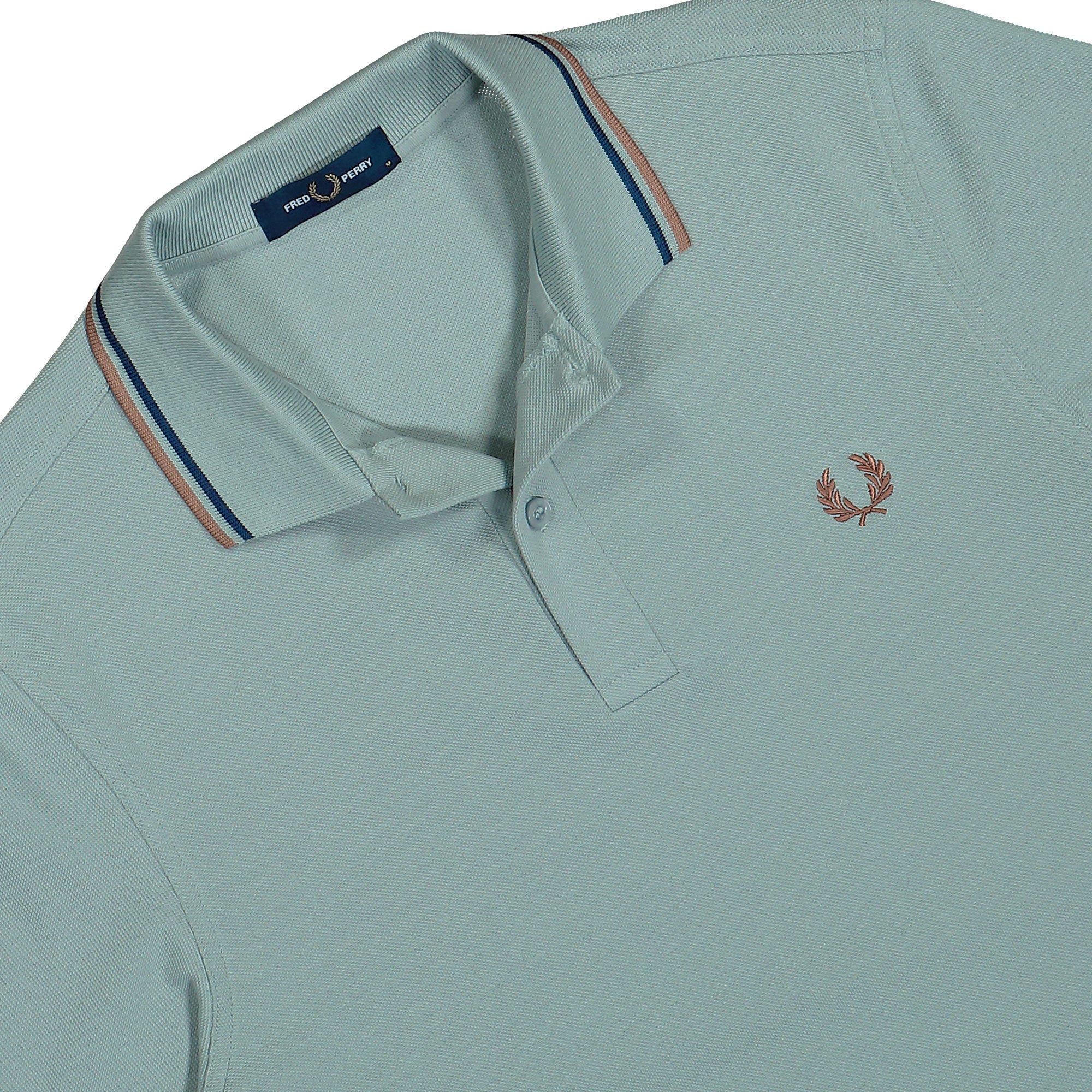 Fred Perry Twin Tipped Fred Perry Shirt Silver Blue / Tennis Blue / Cinnamon Polo Shirts Detail view 2 | Overkill
