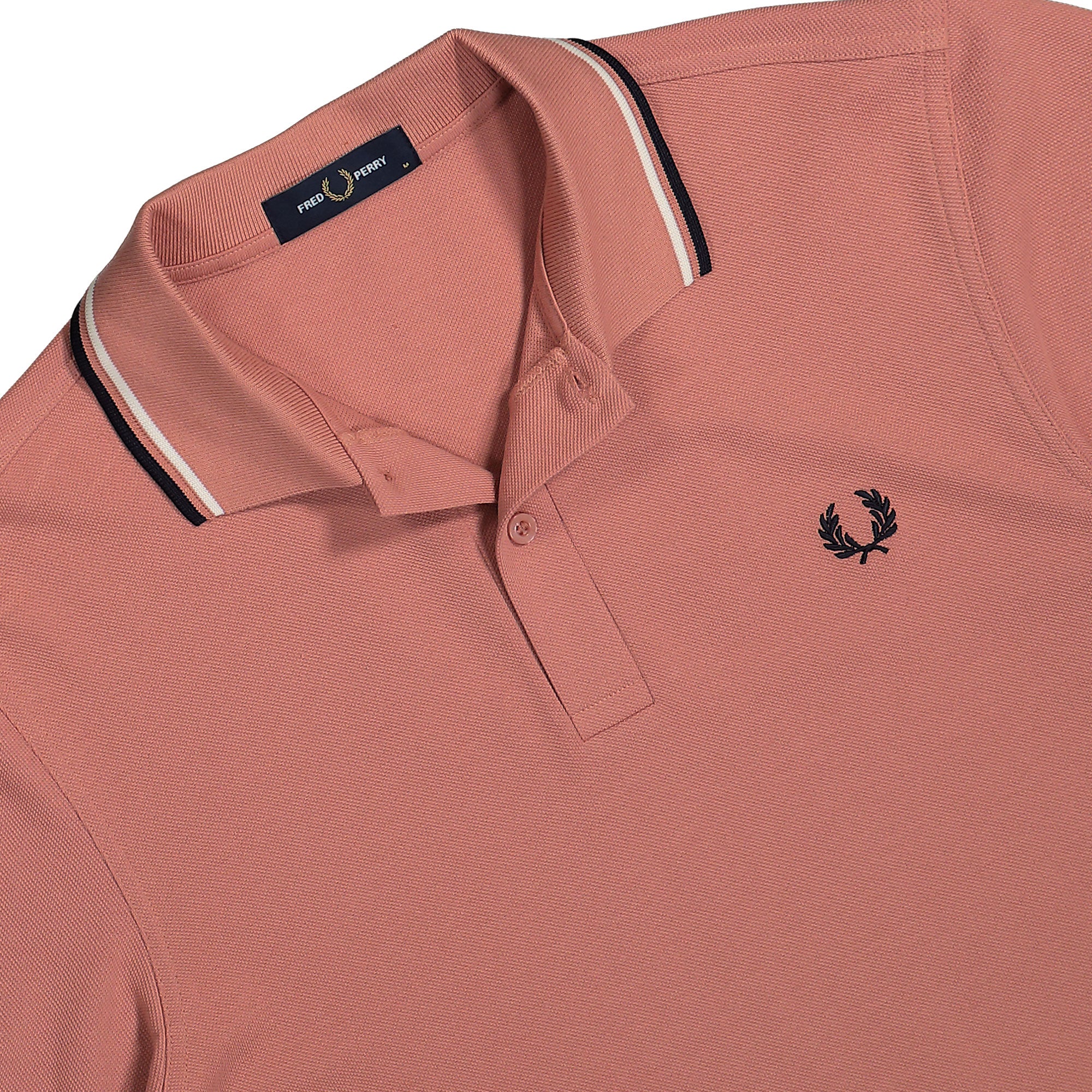 Fred Perry Twin Tipped Fred Perry Shirt Putty Pink / Ecru / Navy Polo Shirts Detail view 2 | Overkill