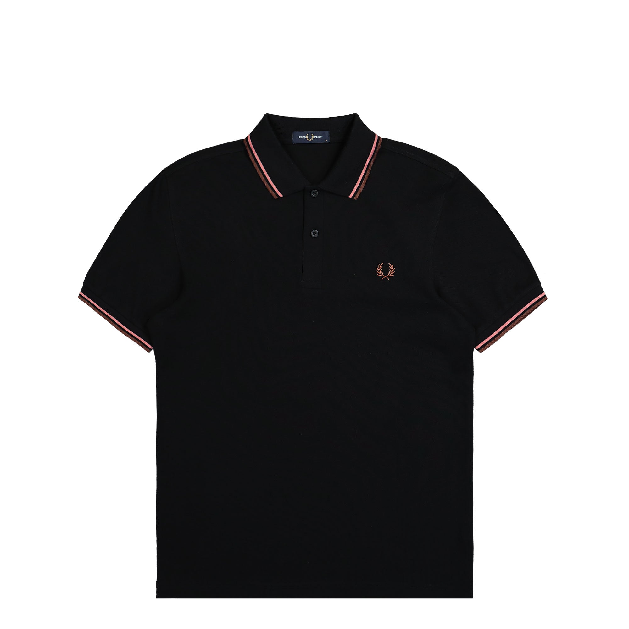 Fred Perry Twin Tipped Fred Perry Shirt Black / Putty Pink / Whisky Brown Polo Shirts M3600-Y67 | Overkill