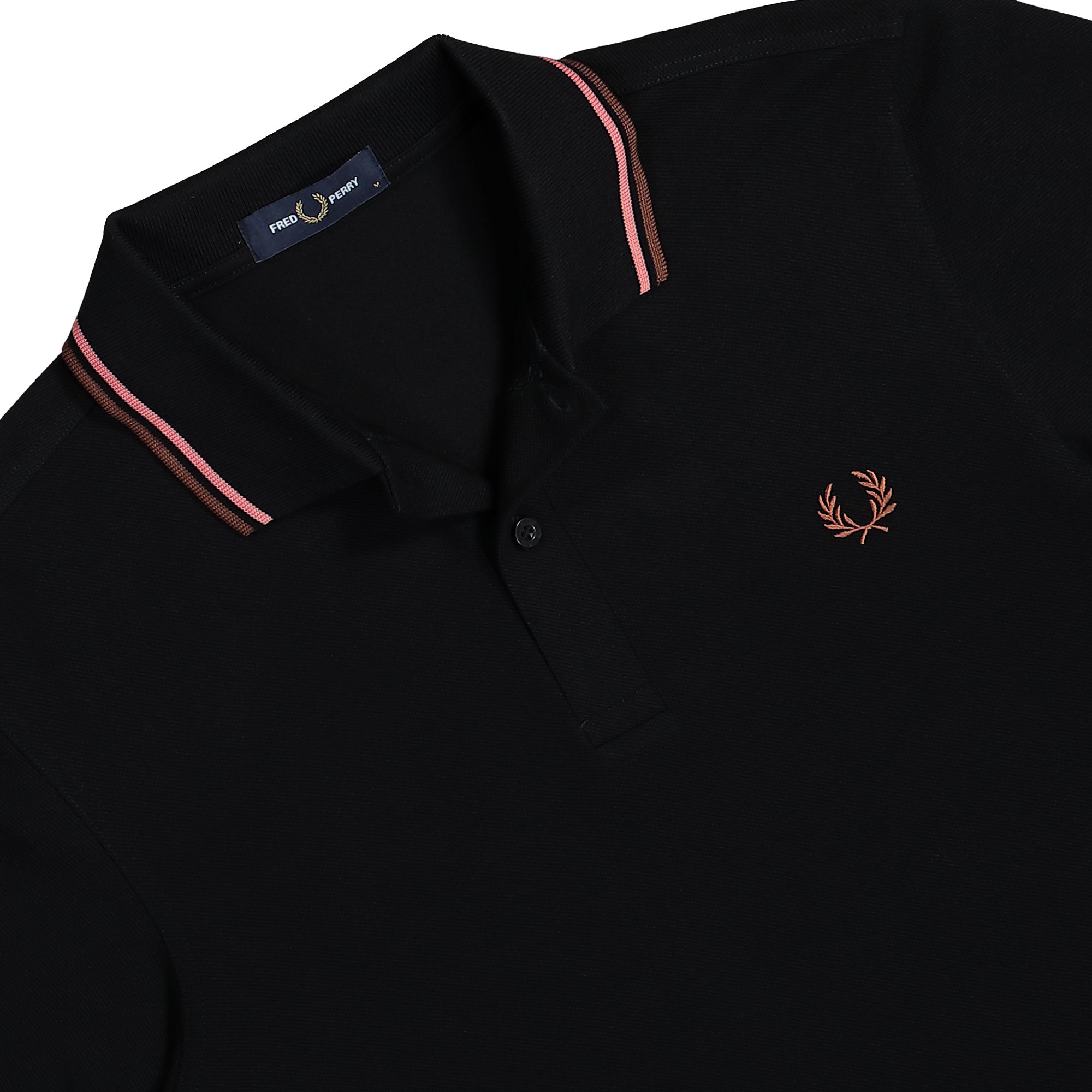 Fred Perry Twin Tipped Fred Perry Shirt Black / Putty Pink / Whisky Brown Polo Shirts Detail view 2 | Overkill